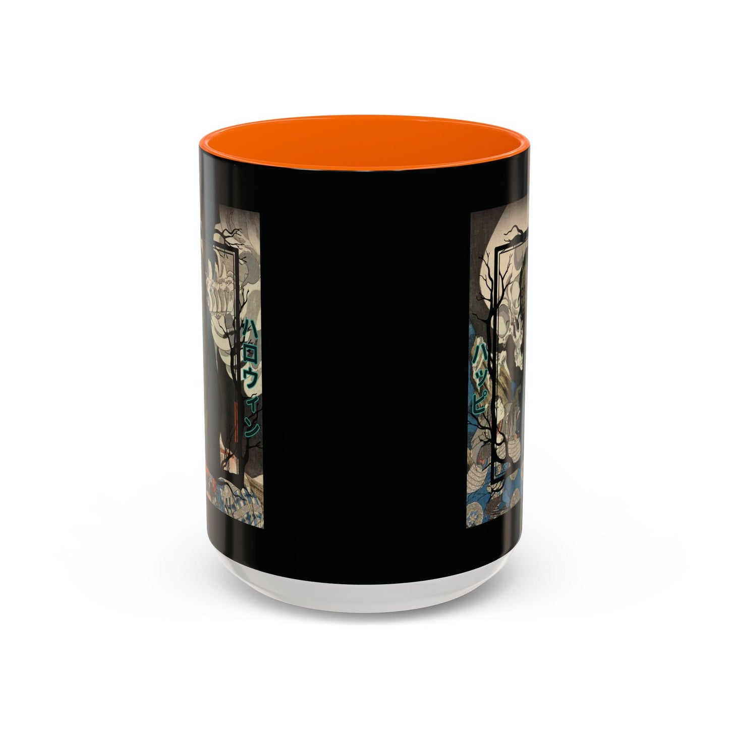 Yōkai Happy Halloween Black Accent Mug by cypherpunkgear.com – cypherpunkgear.com | Cypherpunk Merch