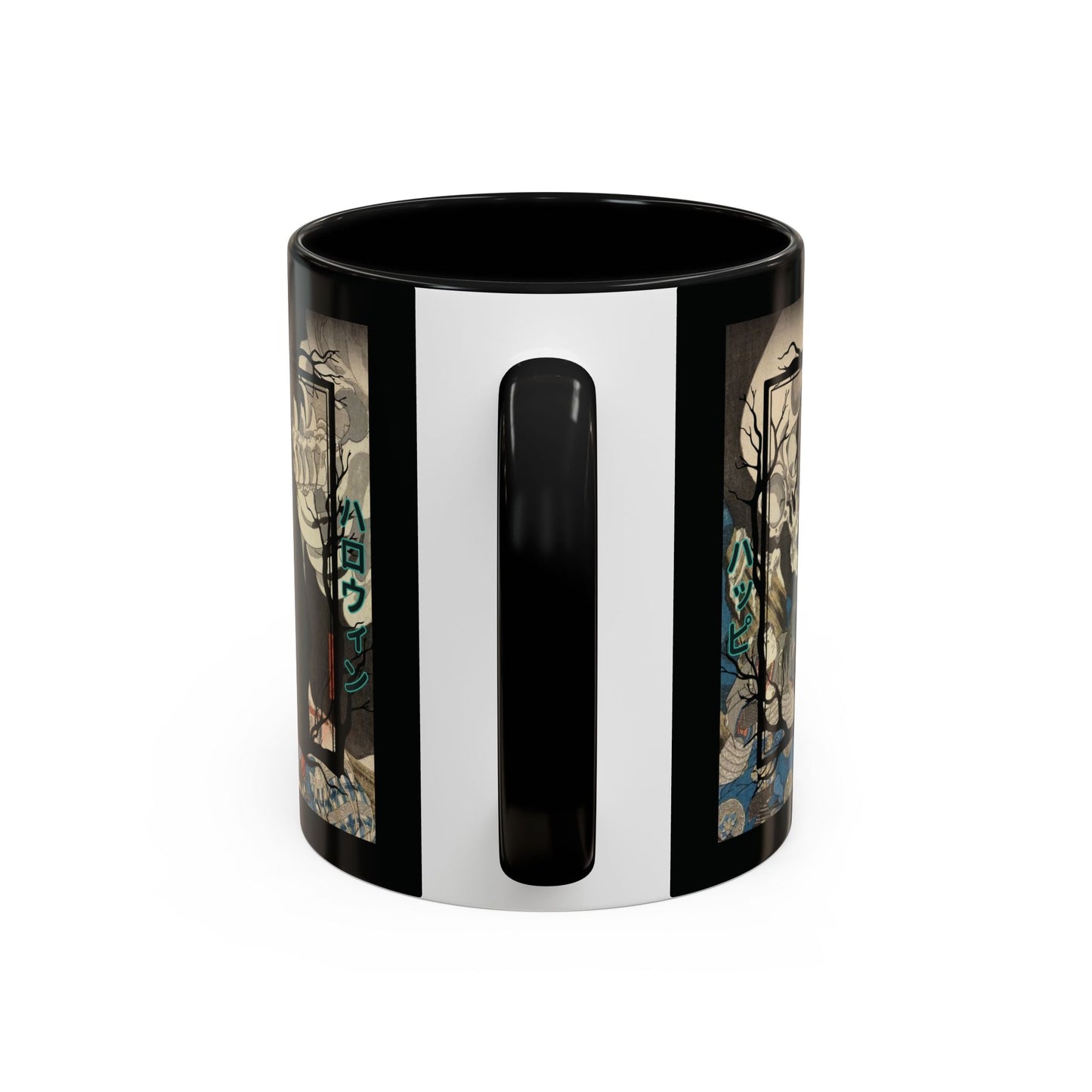 Yōkai Happy Halloween Black Accent Mug by cypherpunkgear.com – cypherpunkgear.com | Cypherpunk Merch
