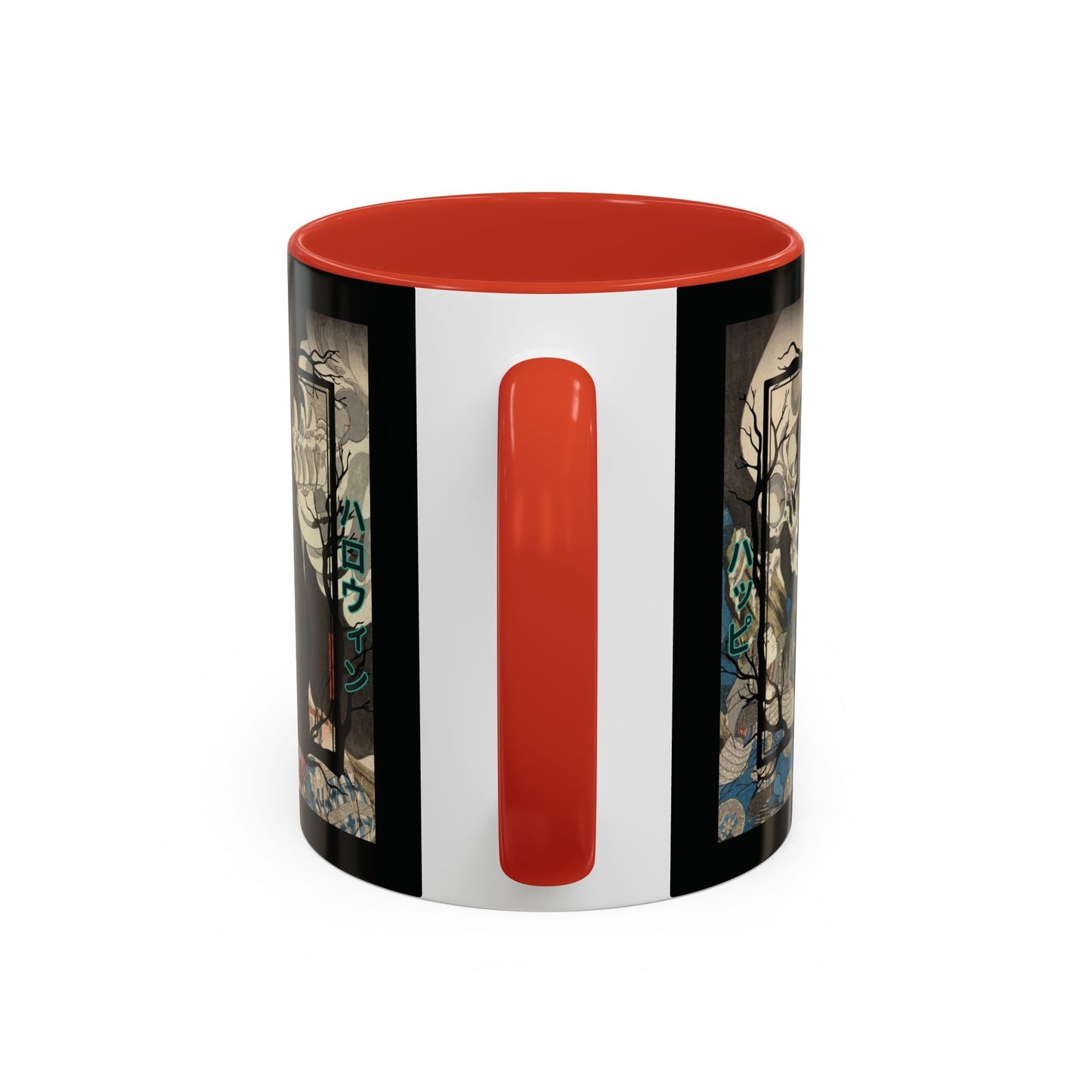 Yōkai Happy Halloween Black Accent Mug by cypherpunkgear.com – cypherpunkgear.com | Cypherpunk Merch