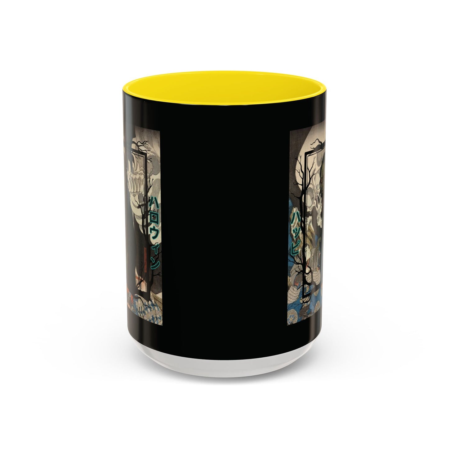 Yōkai Happy Halloween Black Accent Mug by cypherpunkgear.com – cypherpunkgear.com | Cypherpunk Merch