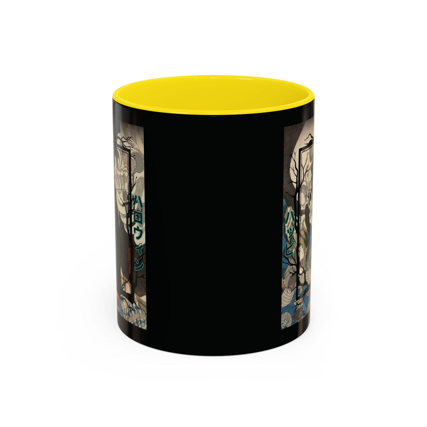 Yōkai Happy Halloween Black Accent Mug by cypherpunkgear.com – cypherpunkgear.com | Cypherpunk Merch