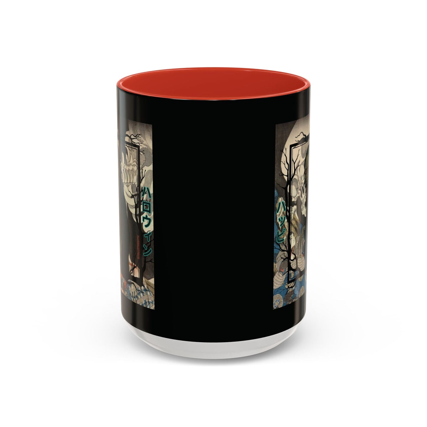 Yōkai Happy Halloween Black Accent Mug by cypherpunkgear.com – cypherpunkgear.com | Cypherpunk Merch