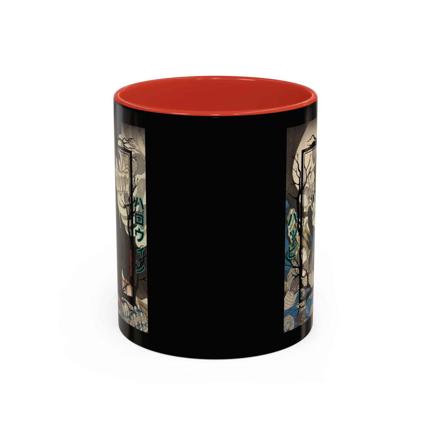 Yōkai Happy Halloween Black Accent Mug by cypherpunkgear.com – cypherpunkgear.com | Cypherpunk Merch