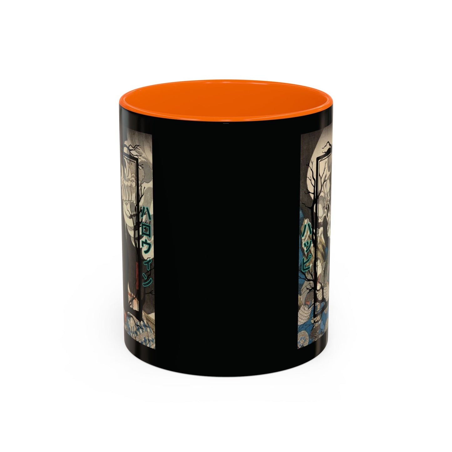 Yōkai Happy Halloween Black Accent Mug by cypherpunkgear.com – cypherpunkgear.com | Cypherpunk Merch