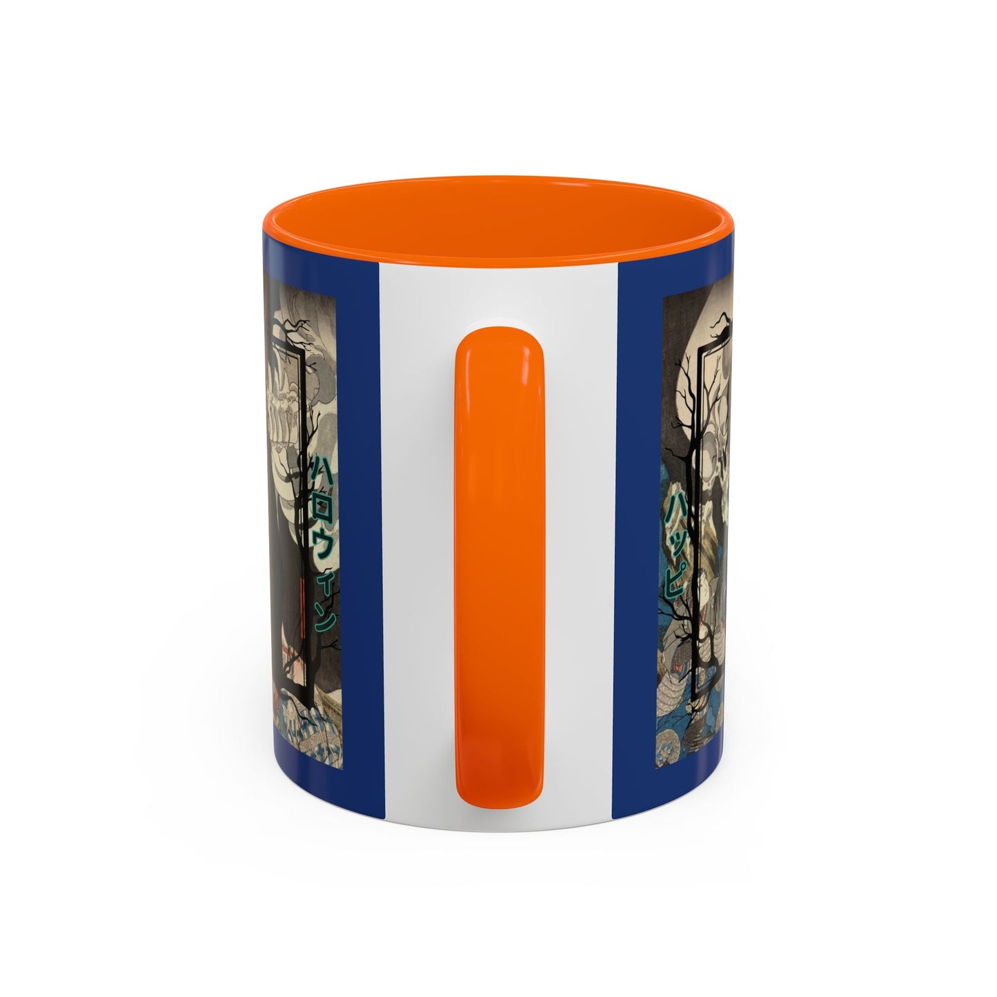 Yōkai Happy Halloween Dark Blue Accent Mug by cypherpunkgear.com – cypherpunkgear.com | Cypherpunk Merch