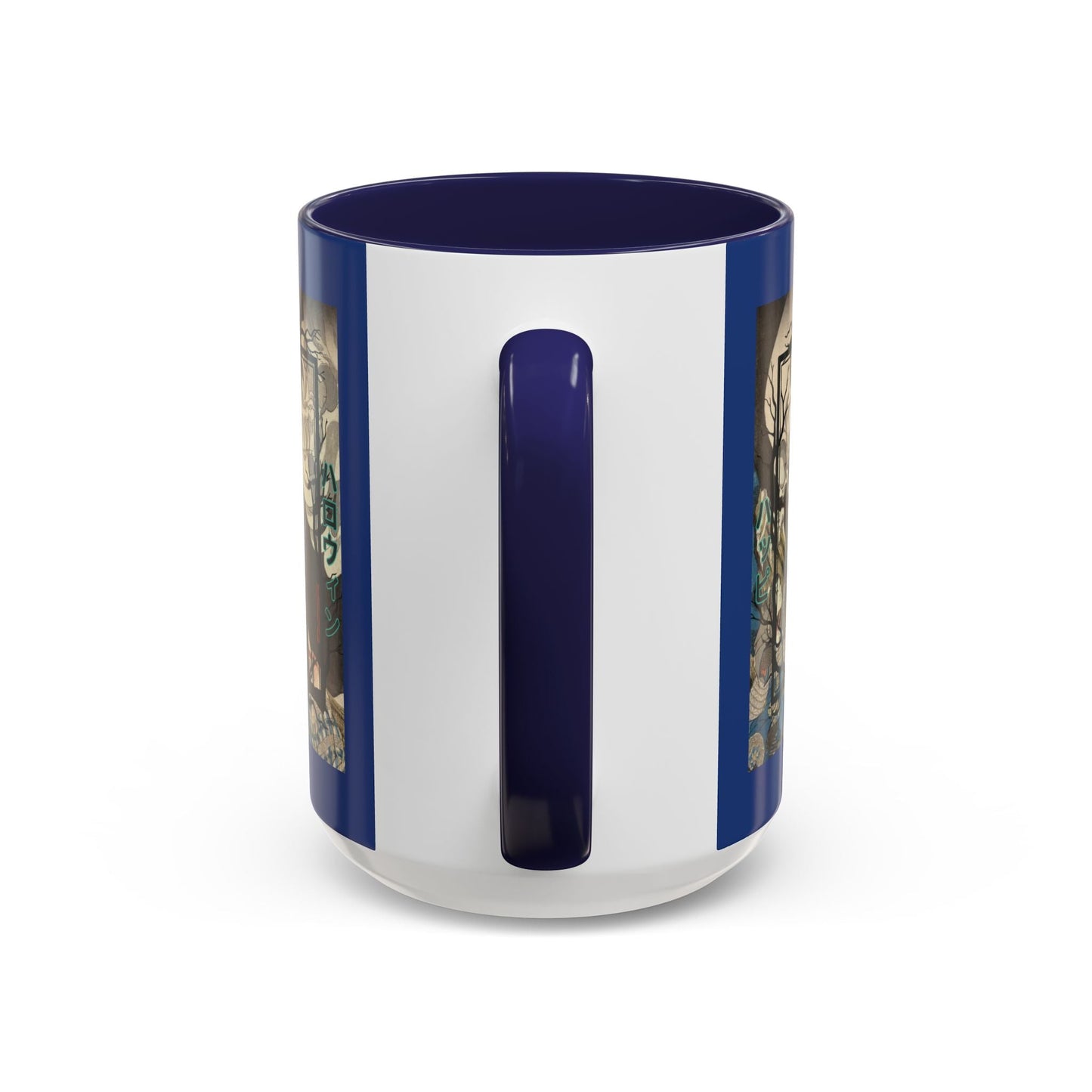 Yōkai Happy Halloween Dark Blue Accent Mug by cypherpunkgear.com – cypherpunkgear.com | Cypherpunk Merch