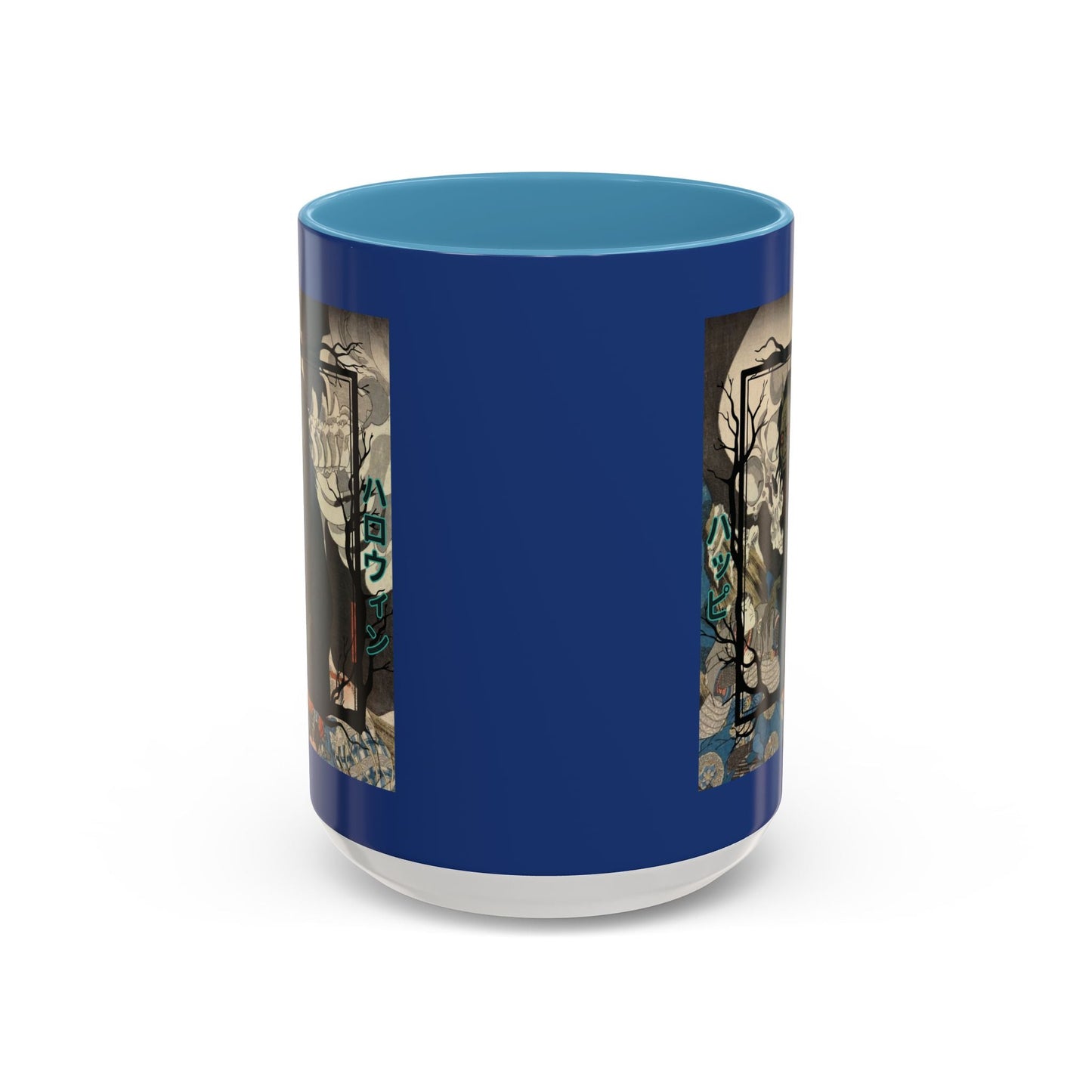 Yōkai Happy Halloween Dark Blue Accent Mug by cypherpunkgear.com – cypherpunkgear.com | Cypherpunk Merch