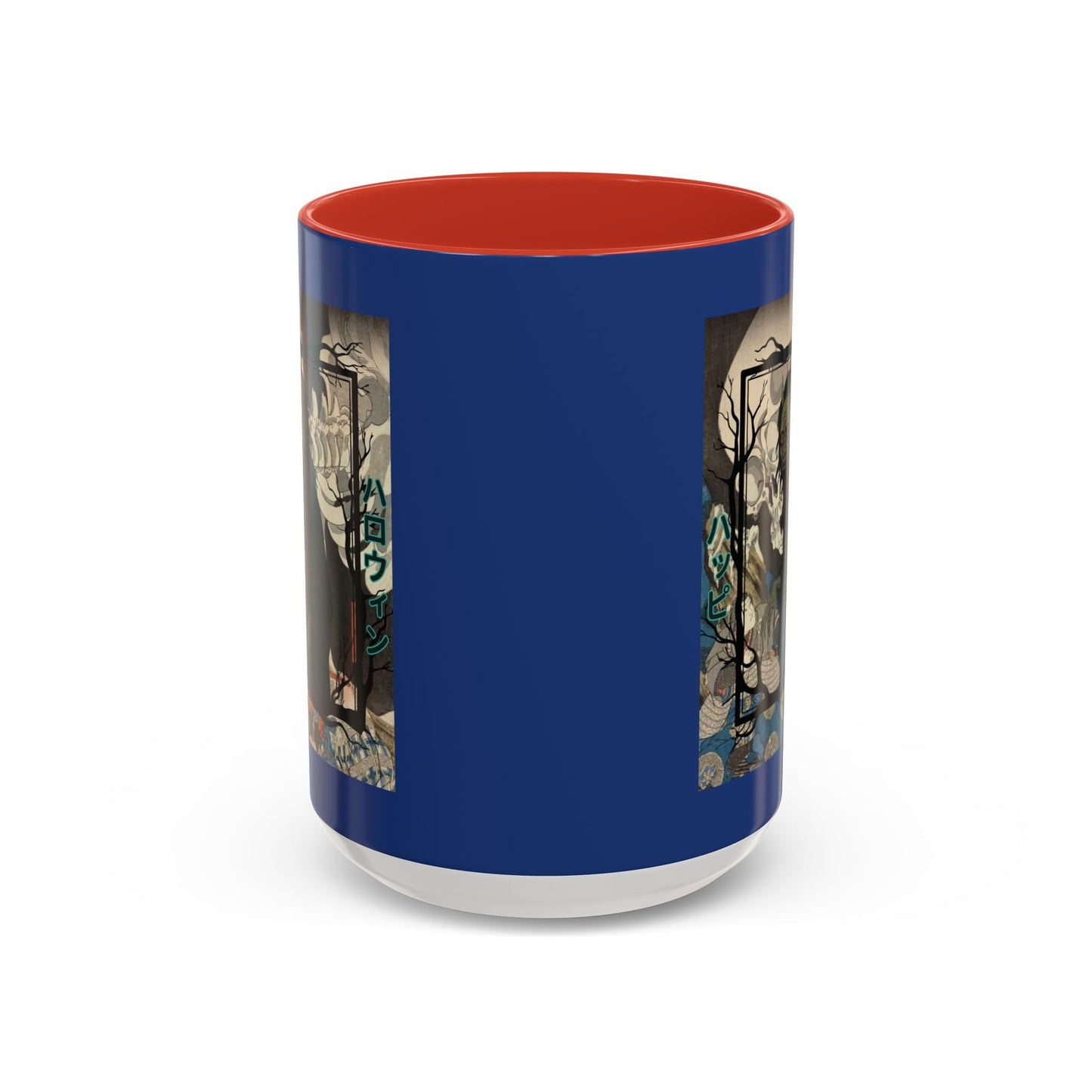 Yōkai Happy Halloween Dark Blue Accent Mug by cypherpunkgear.com – cypherpunkgear.com | Cypherpunk Merch