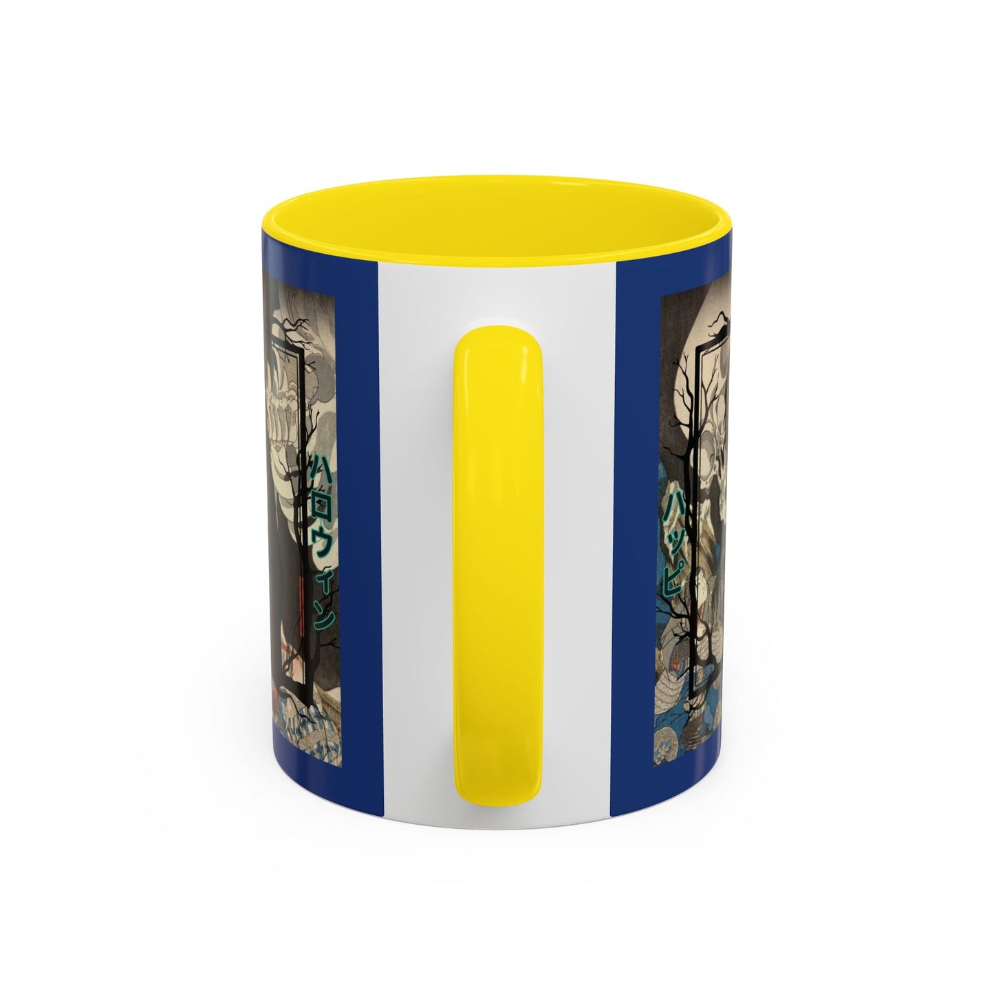 Yōkai Happy Halloween Dark Blue Accent Mug by cypherpunkgear.com – cypherpunkgear.com | Cypherpunk Merch
