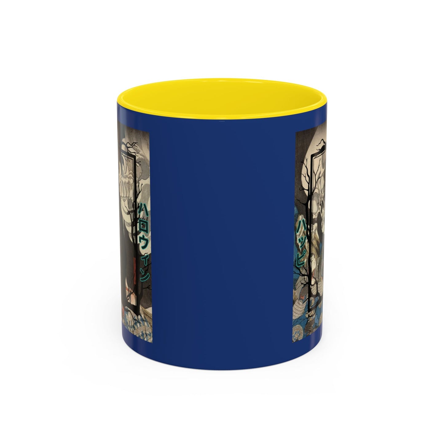 Yōkai Happy Halloween Dark Blue Accent Mug by cypherpunkgear.com – cypherpunkgear.com | Cypherpunk Merch