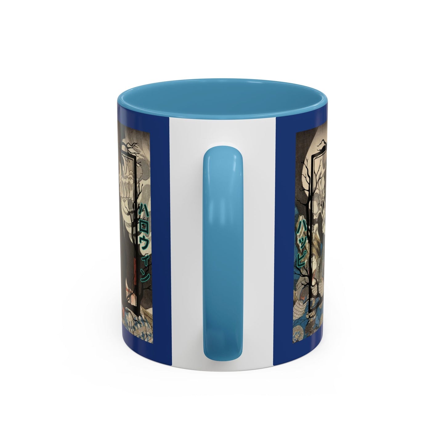 Yōkai Happy Halloween Dark Blue Accent Mug by cypherpunkgear.com – cypherpunkgear.com | Cypherpunk Merch