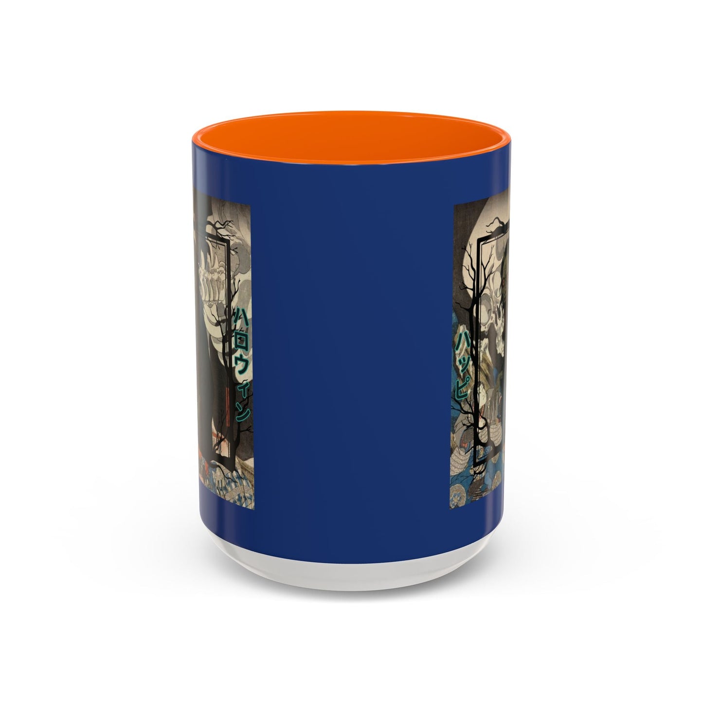 Yōkai Happy Halloween Dark Blue Accent Mug by cypherpunkgear.com – cypherpunkgear.com | Cypherpunk Merch