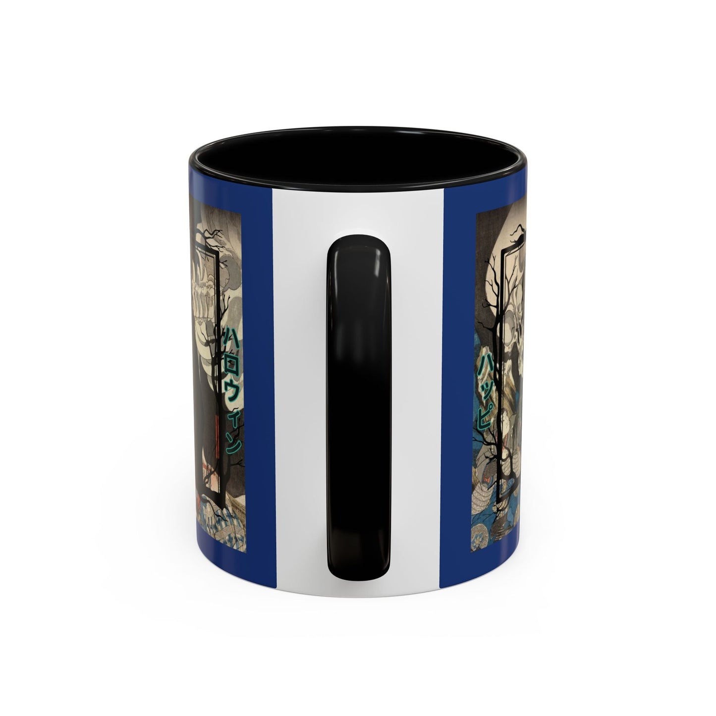 Yōkai Happy Halloween Dark Blue Accent Mug by cypherpunkgear.com – cypherpunkgear.com | Cypherpunk Merch