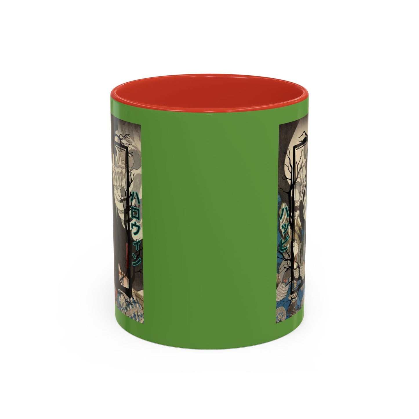 Yōkai Happy Halloween Green Accent Mug by cypherpunkgear.com – cypherpunkgear.com | Cypherpunk Merch