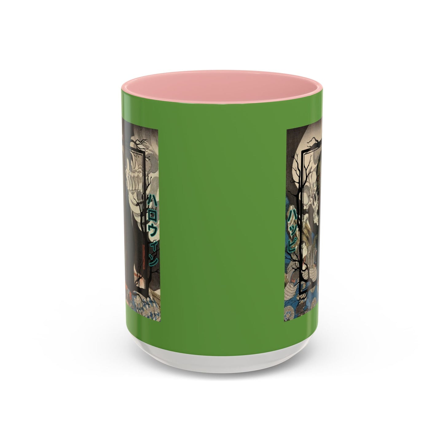 Yōkai Happy Halloween Green Accent Mug by cypherpunkgear.com – cypherpunkgear.com | Cypherpunk Merch