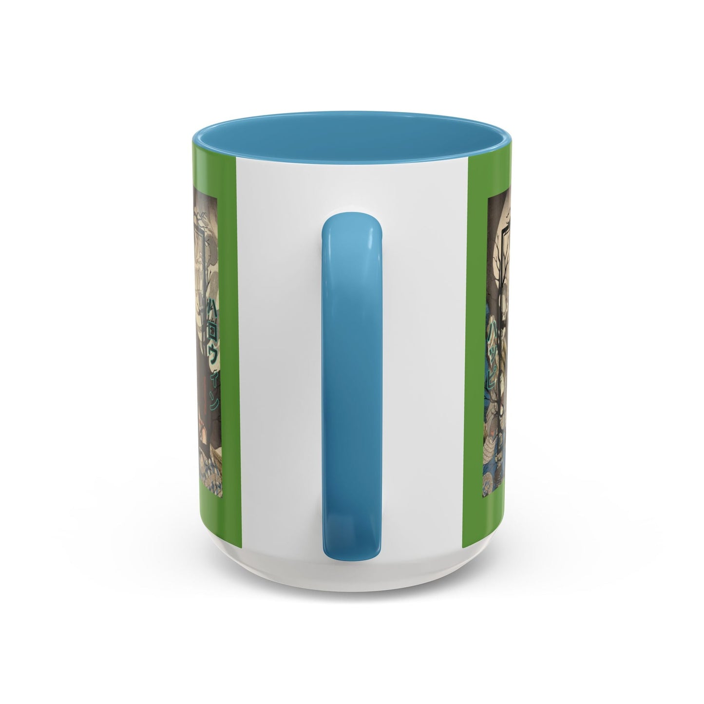 Yōkai Happy Halloween Green Accent Mug by cypherpunkgear.com – cypherpunkgear.com | Cypherpunk Merch