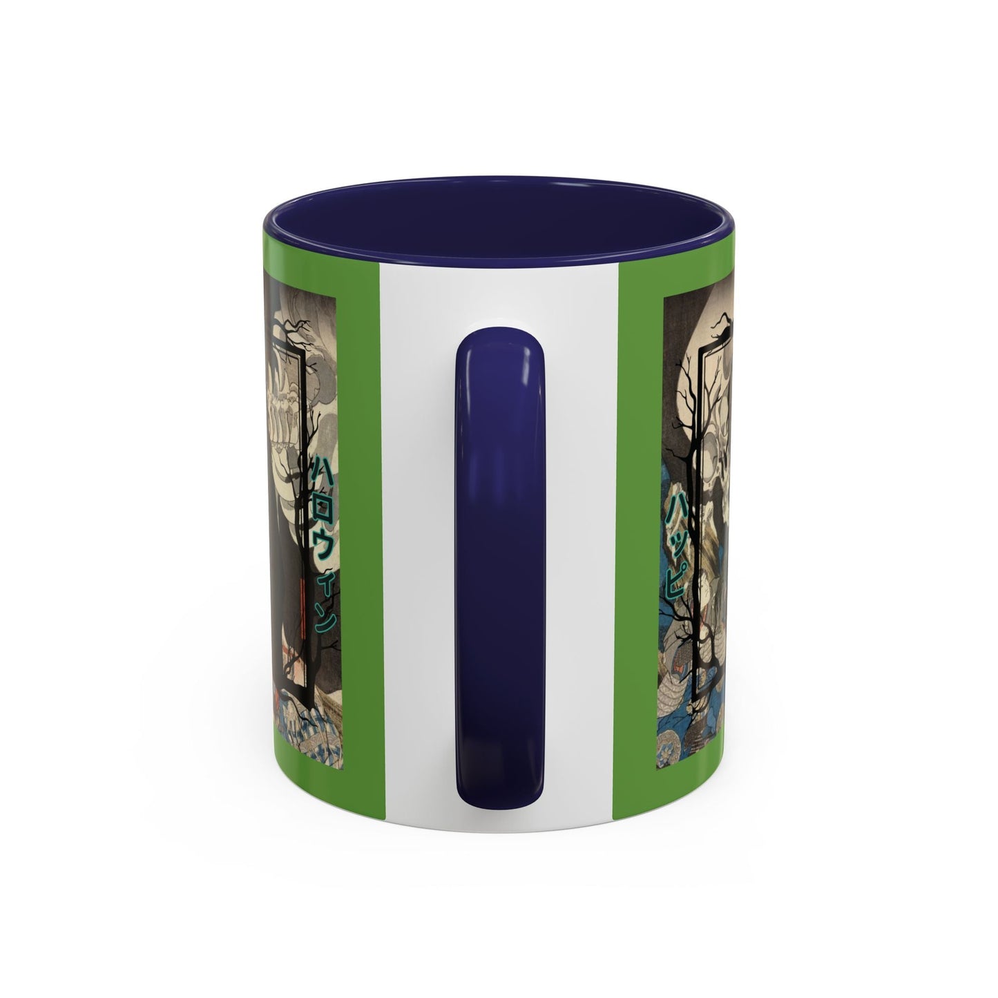 Yōkai Happy Halloween Green Accent Mug by cypherpunkgear.com – cypherpunkgear.com | Cypherpunk Merch