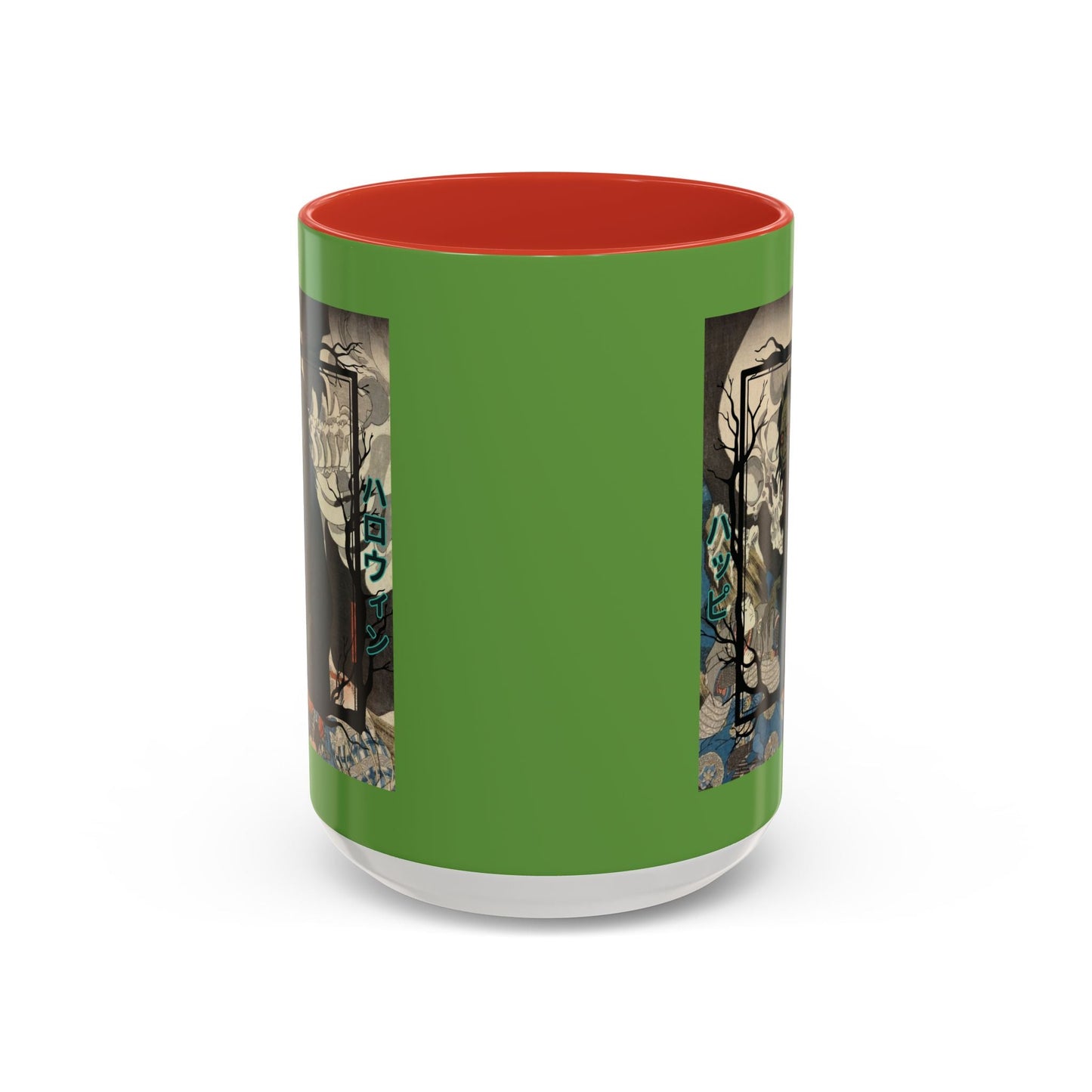 Yōkai Happy Halloween Green Accent Mug by cypherpunkgear.com – cypherpunkgear.com | Cypherpunk Merch