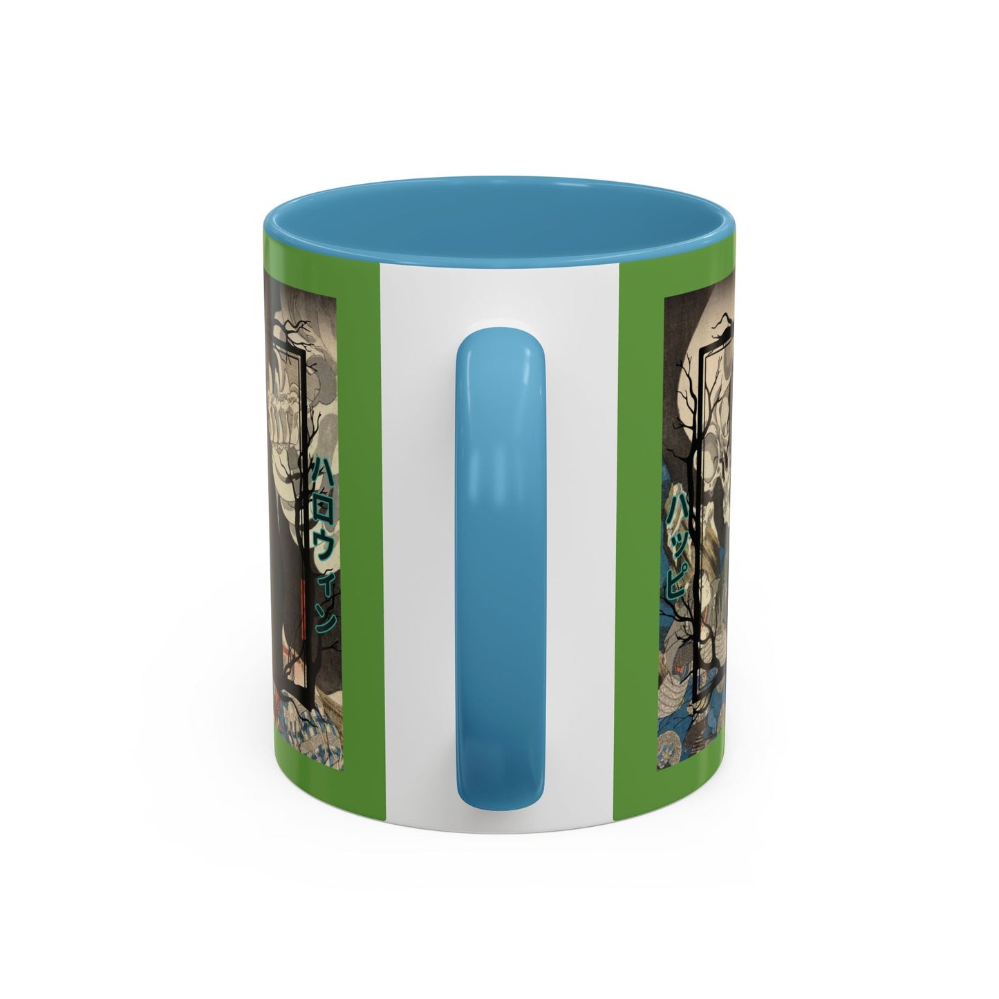 Yōkai Happy Halloween Green Accent Mug by cypherpunkgear.com – cypherpunkgear.com | Cypherpunk Merch