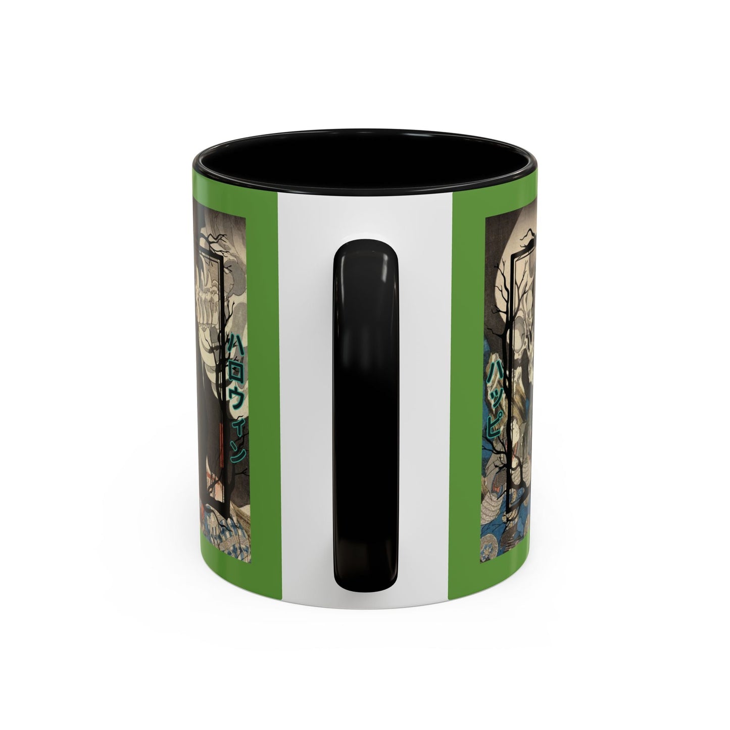Yōkai Happy Halloween Green Accent Mug by cypherpunkgear.com – cypherpunkgear.com | Cypherpunk Merch