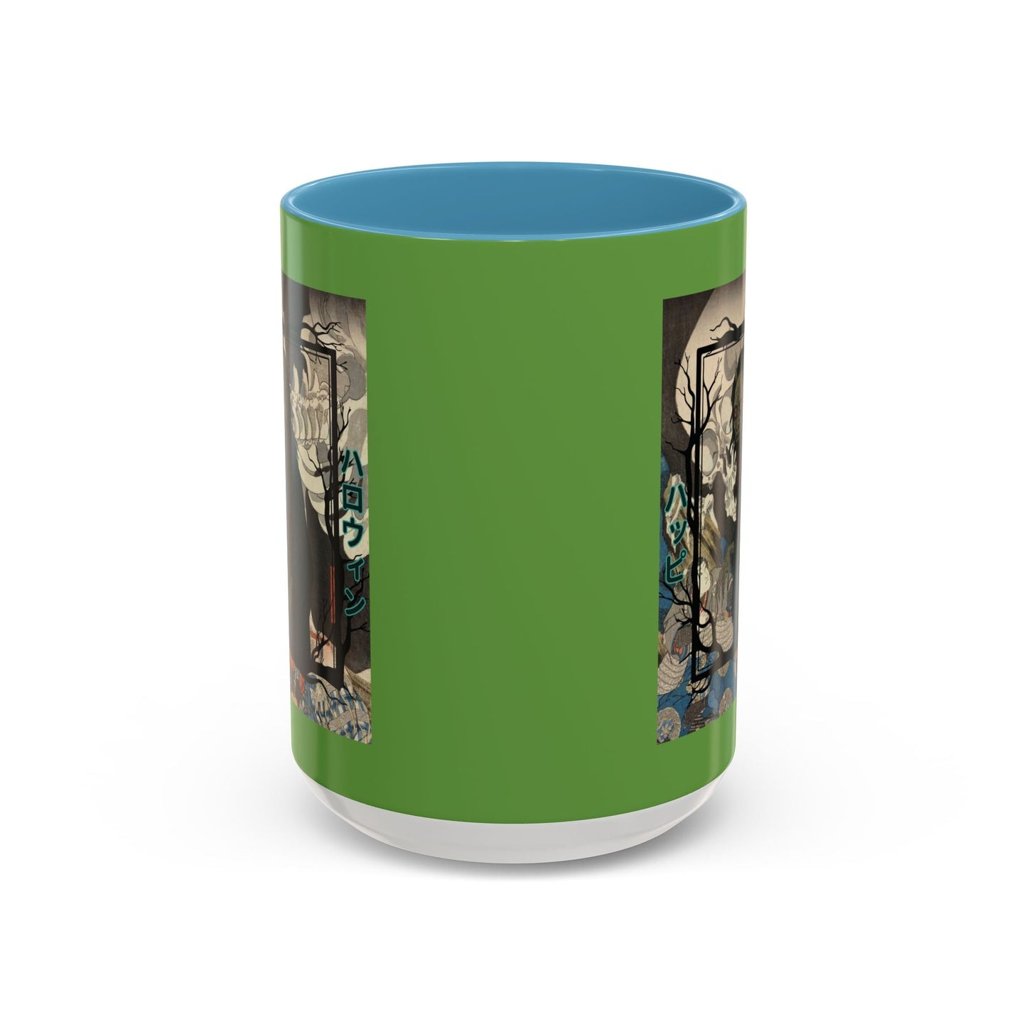 Yōkai Happy Halloween Green Accent Mug by cypherpunkgear.com – cypherpunkgear.com | Cypherpunk Merch