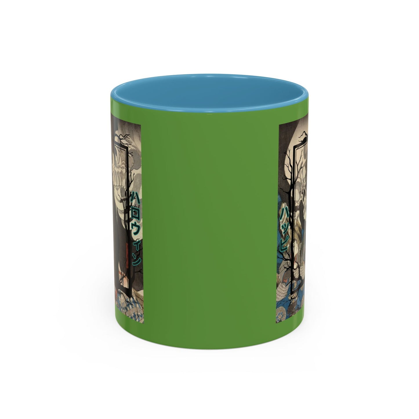 Yōkai Happy Halloween Green Accent Mug by cypherpunkgear.com – cypherpunkgear.com | Cypherpunk Merch