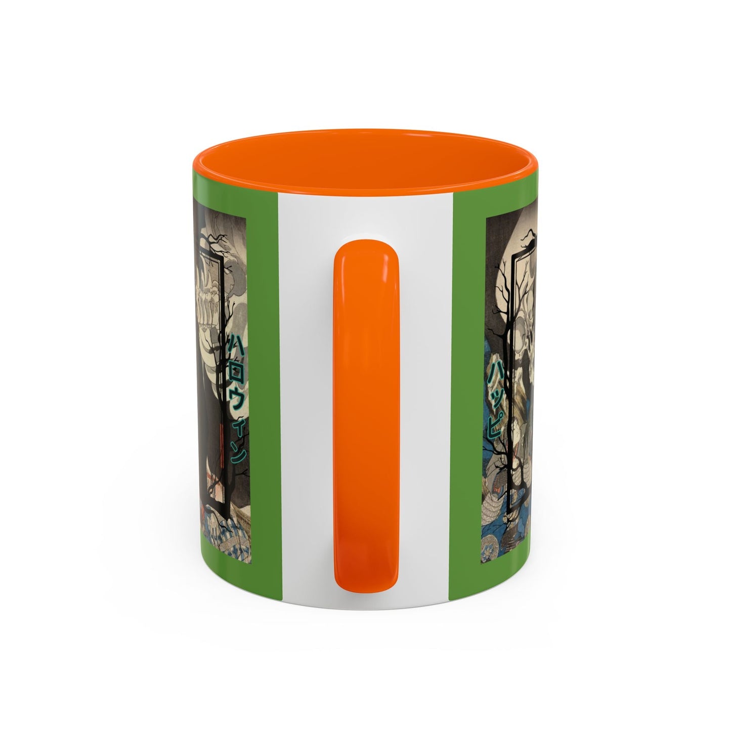 Yōkai Happy Halloween Green Accent Mug by cypherpunkgear.com – cypherpunkgear.com | Cypherpunk Merch