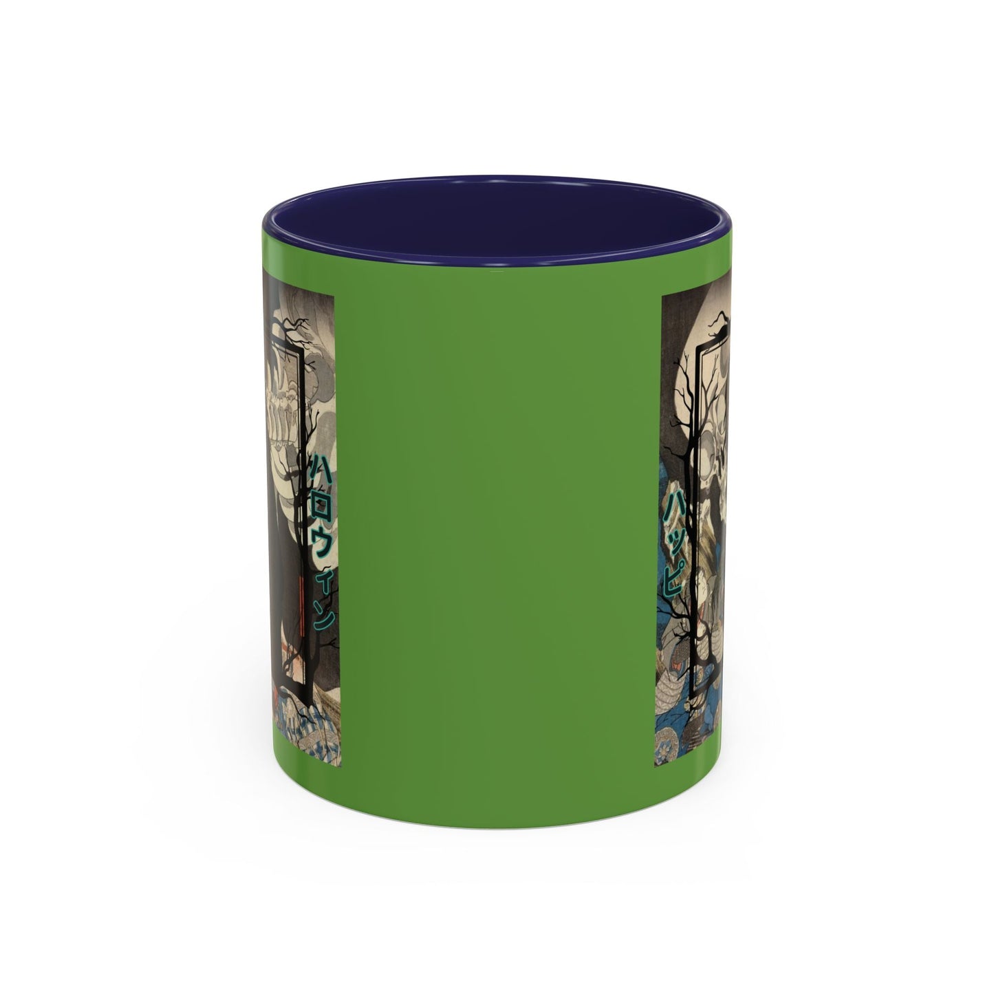 Yōkai Happy Halloween Green Accent Mug by cypherpunkgear.com – cypherpunkgear.com | Cypherpunk Merch
