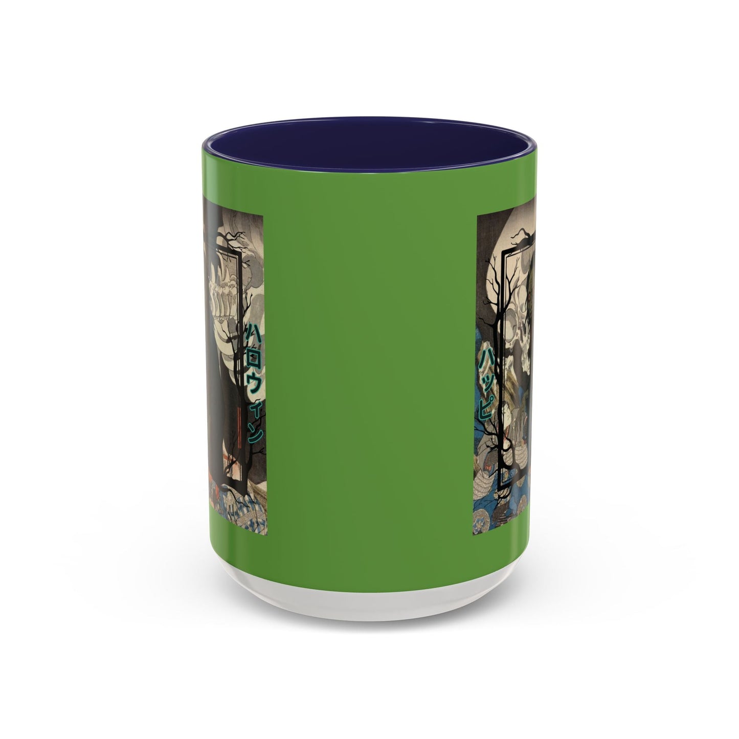 Yōkai Happy Halloween Green Accent Mug by cypherpunkgear.com – cypherpunkgear.com | Cypherpunk Merch