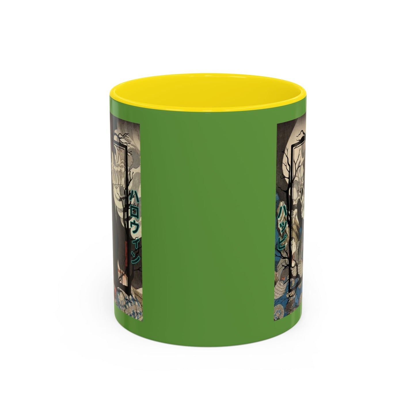 Yōkai Happy Halloween Green Accent Mug by cypherpunkgear.com – cypherpunkgear.com | Cypherpunk Merch