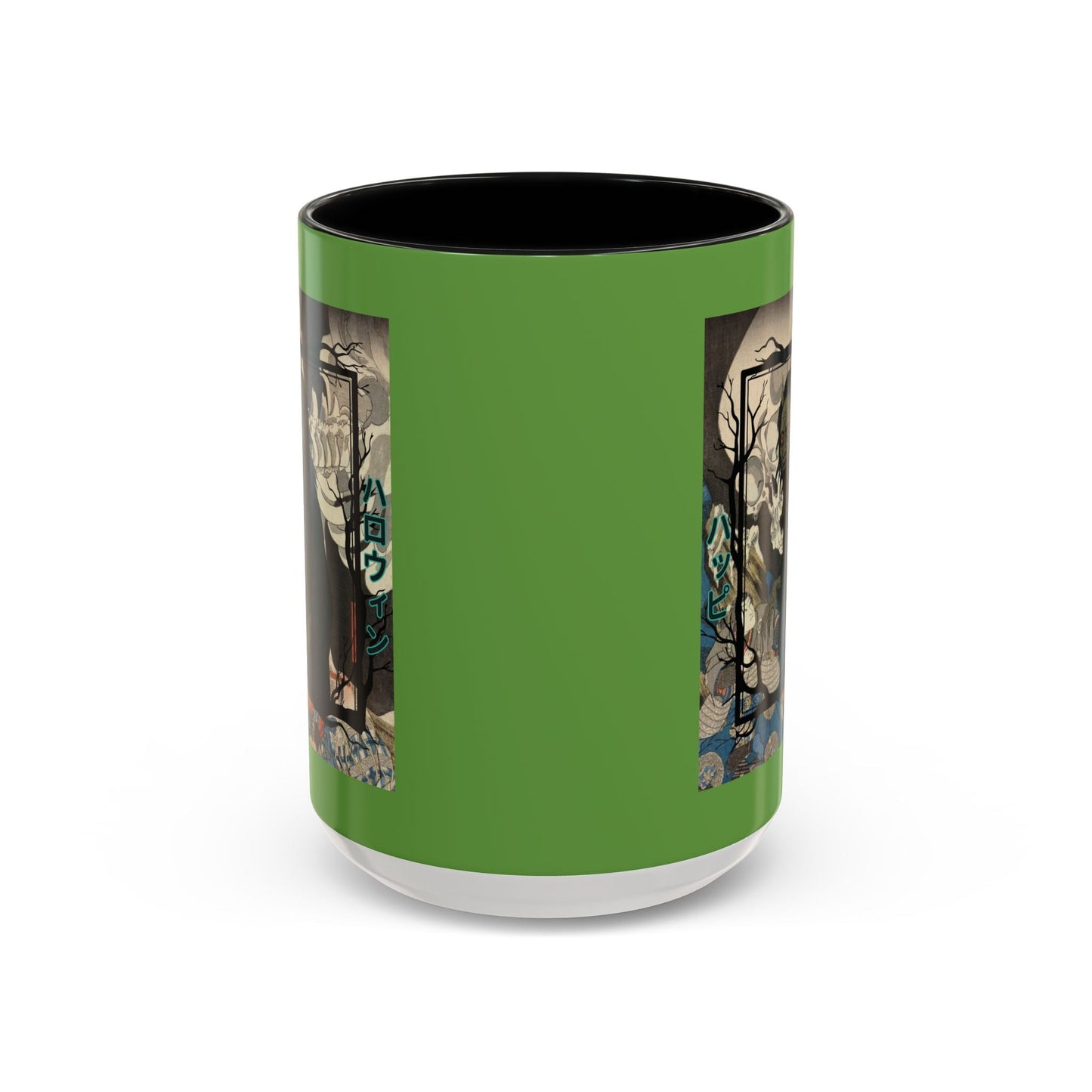 Yōkai Happy Halloween Green Accent Mug by cypherpunkgear.com – cypherpunkgear.com | Cypherpunk Merch