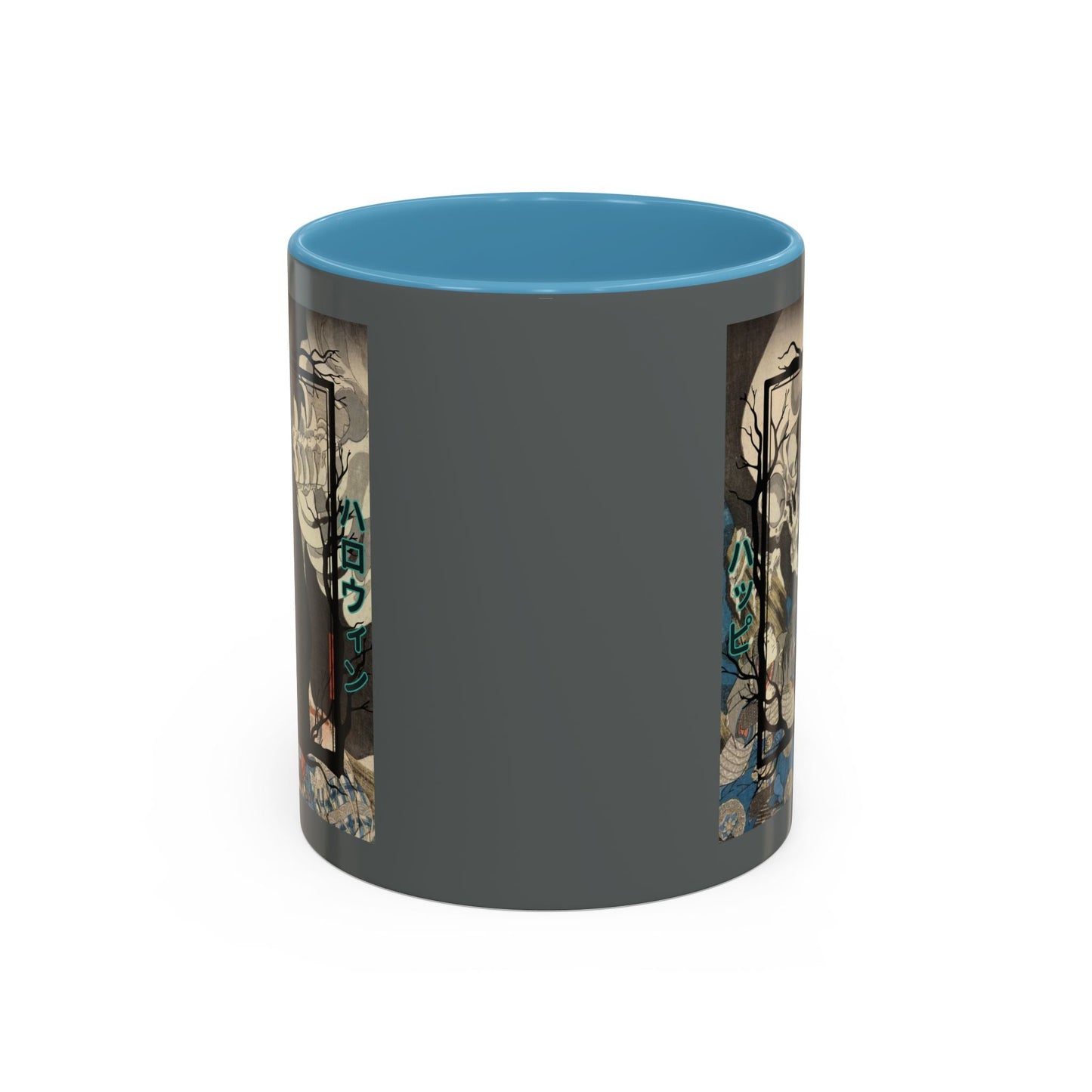 Yōkai Happy Halloween Grey Accent Mug by cypherpunkgear.com – cypherpunkgear.com | Cypherpunk Merch