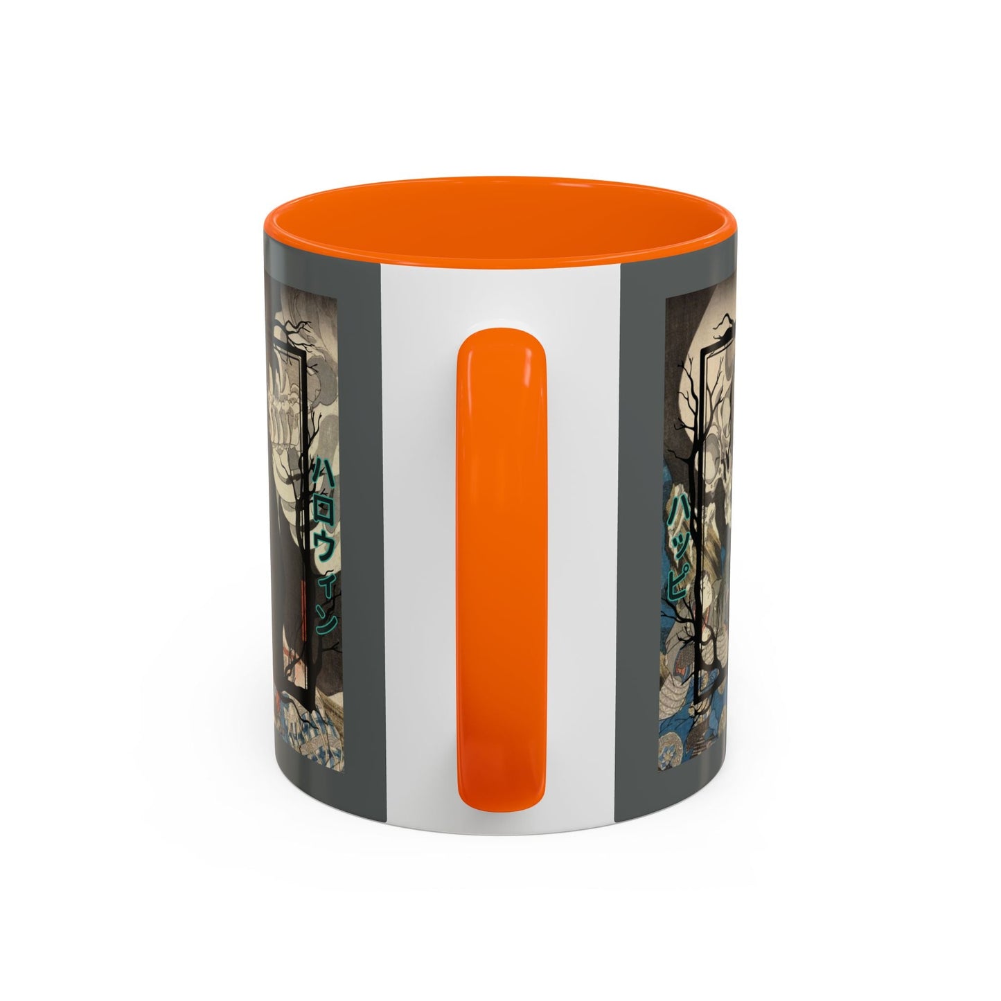 Yōkai Happy Halloween Grey Accent Mug by cypherpunkgear.com – cypherpunkgear.com | Cypherpunk Merch