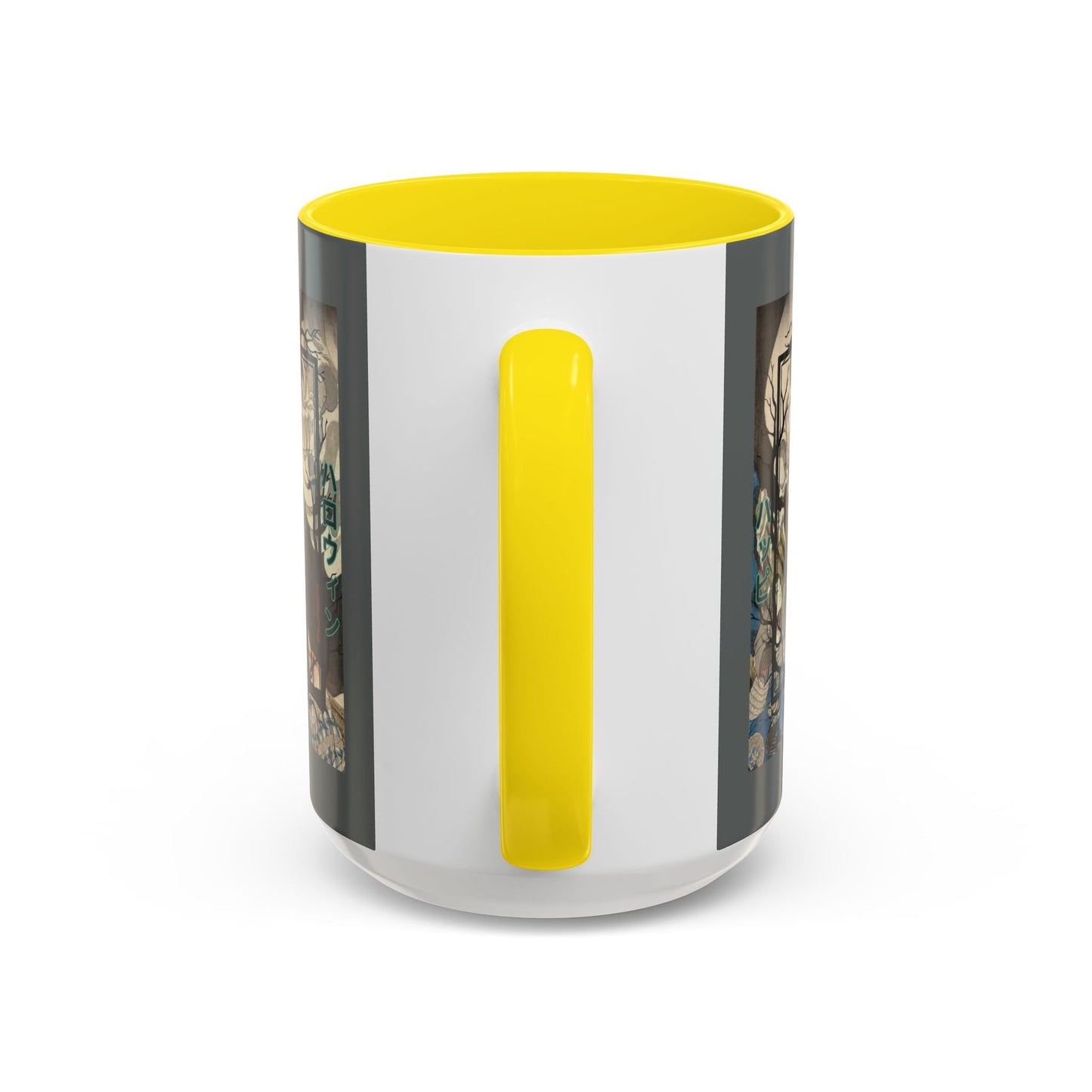 Yōkai Happy Halloween Grey Accent Mug by cypherpunkgear.com – cypherpunkgear.com | Cypherpunk Merch