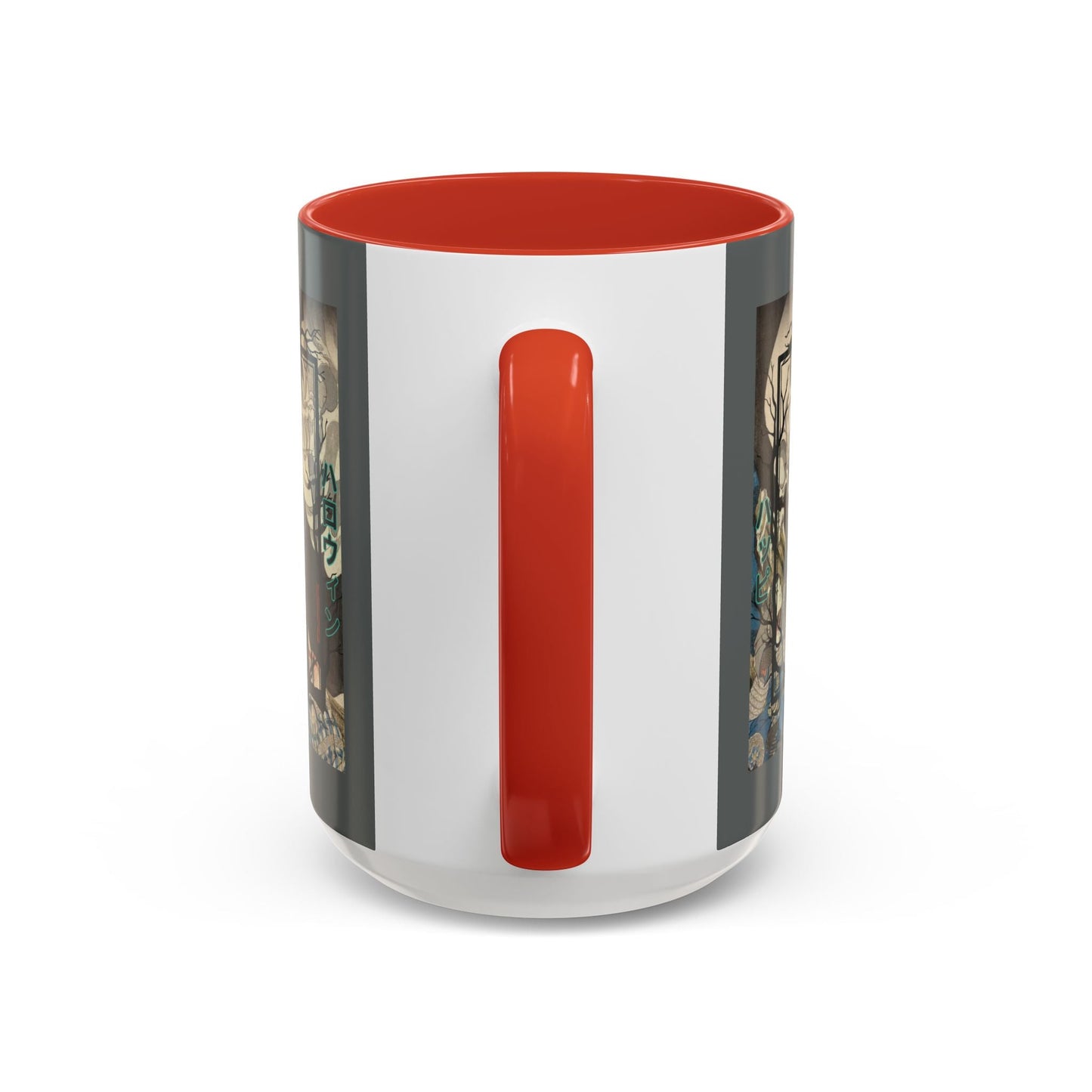 Yōkai Happy Halloween Grey Accent Mug by cypherpunkgear.com – cypherpunkgear.com | Cypherpunk Merch