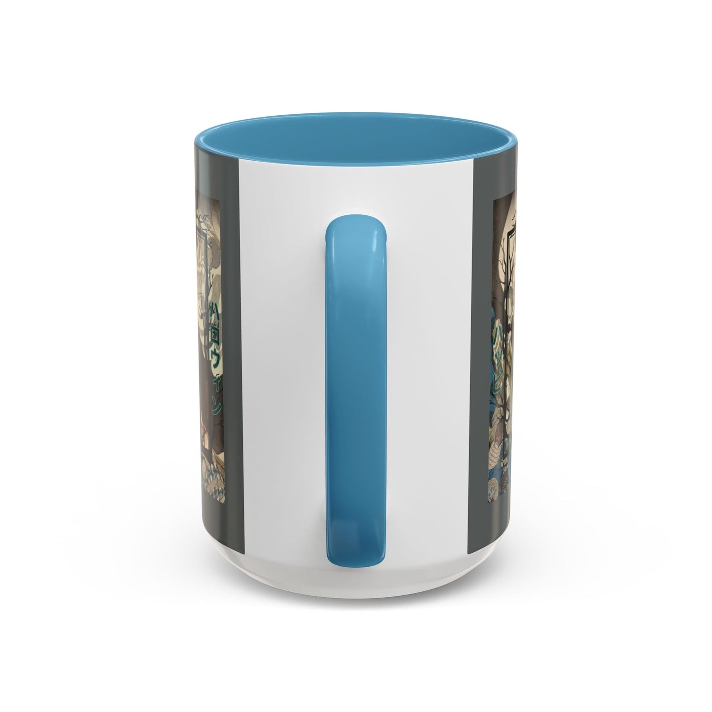 Yōkai Happy Halloween Grey Accent Mug by cypherpunkgear.com – cypherpunkgear.com | Cypherpunk Merch