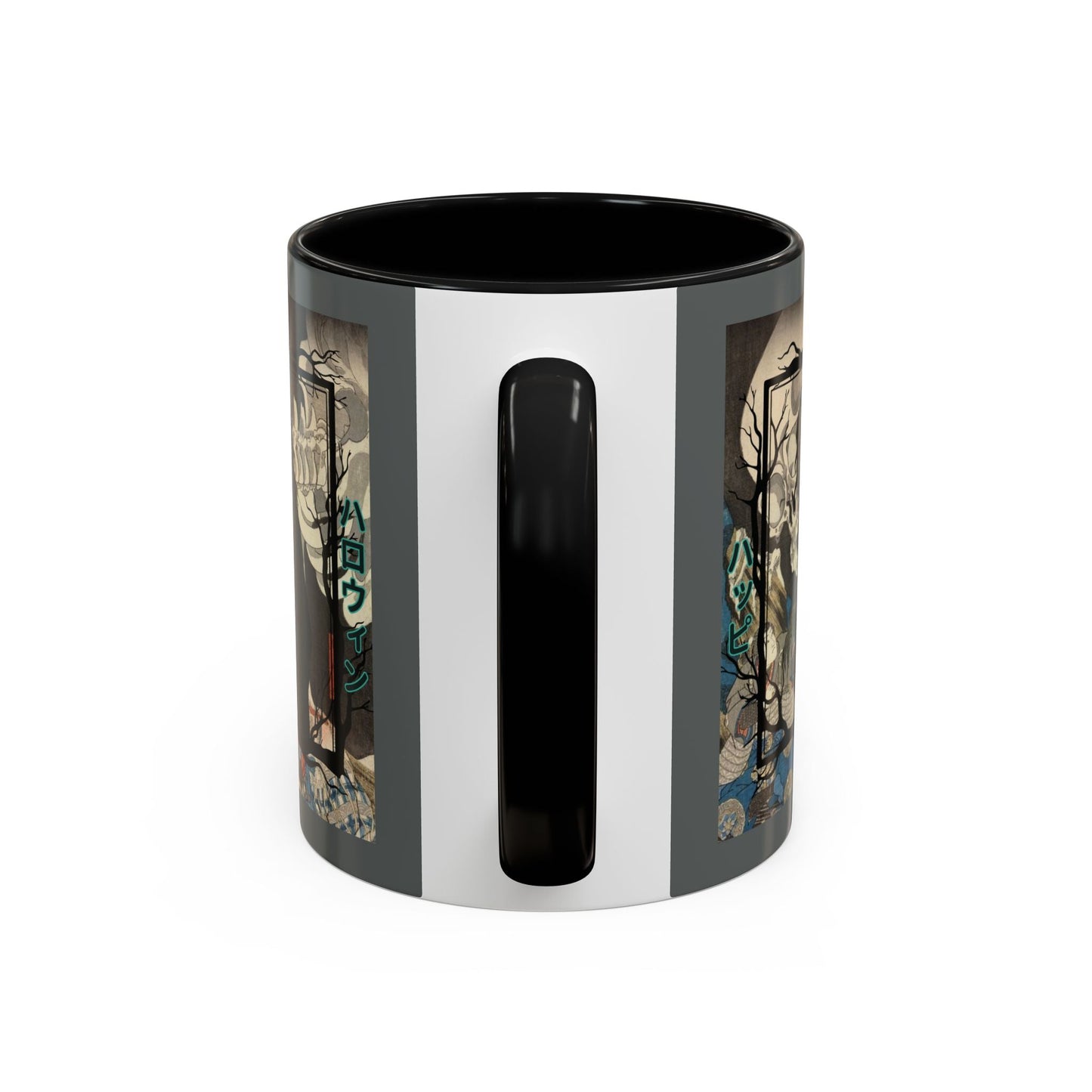 Yōkai Happy Halloween Grey Accent Mug by cypherpunkgear.com – cypherpunkgear.com | Cypherpunk Merch