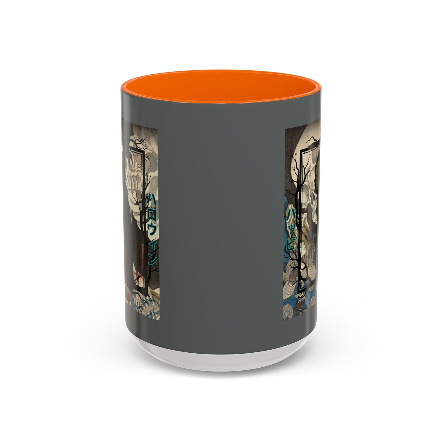 Yōkai Happy Halloween Grey Accent Mug by cypherpunkgear.com – cypherpunkgear.com | Cypherpunk Merch