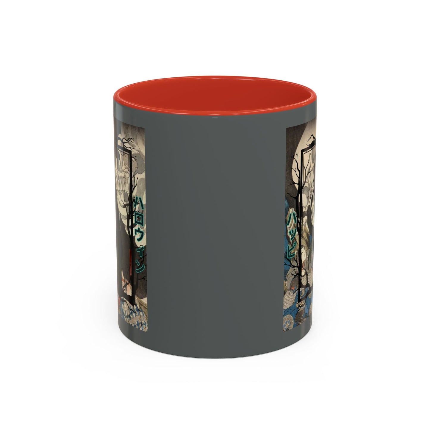 Yōkai Happy Halloween Grey Accent Mug by cypherpunkgear.com – cypherpunkgear.com | Cypherpunk Merch