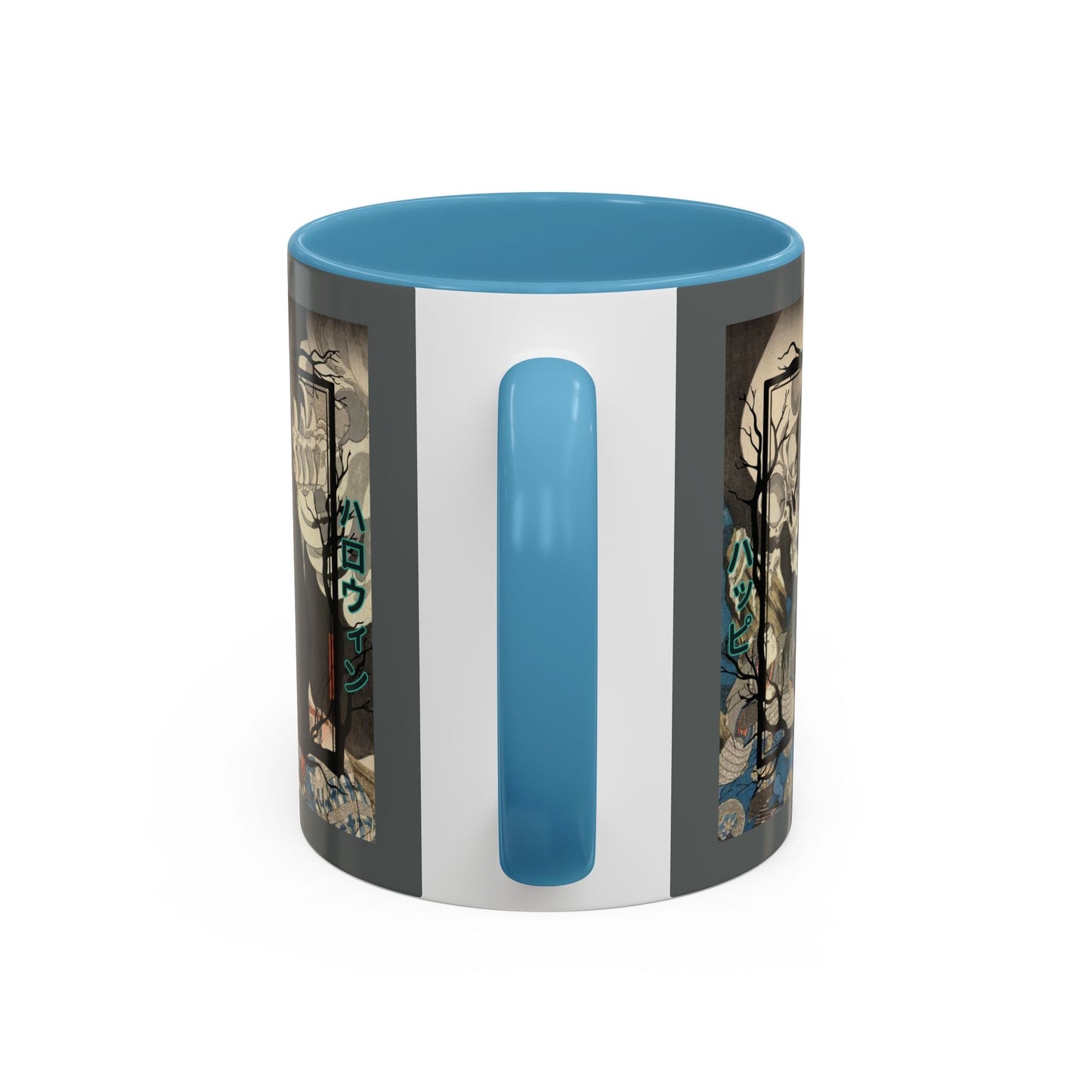 Yōkai Happy Halloween Grey Accent Mug by cypherpunkgear.com – cypherpunkgear.com | Cypherpunk Merch