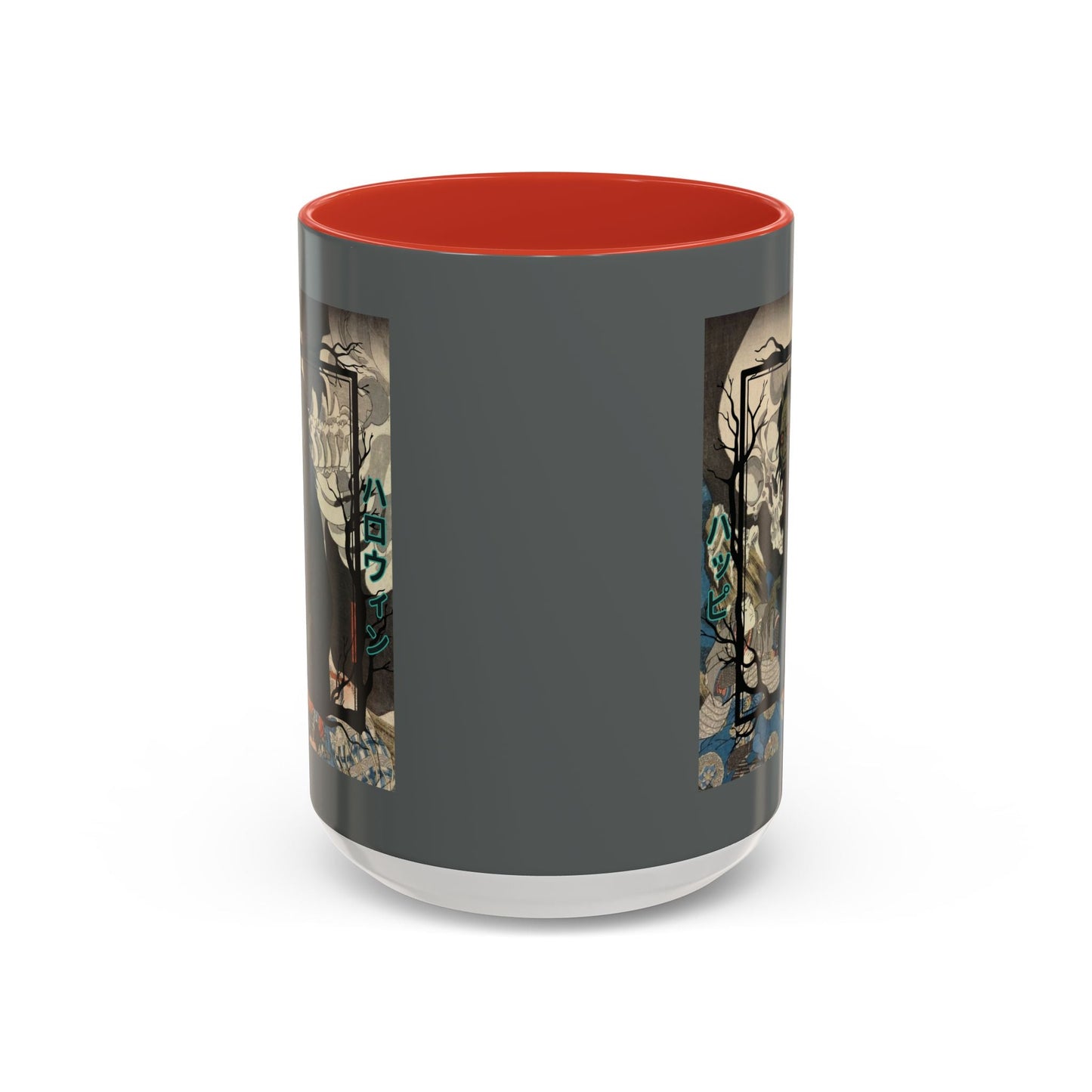 Yōkai Happy Halloween Grey Accent Mug by cypherpunkgear.com – cypherpunkgear.com | Cypherpunk Merch