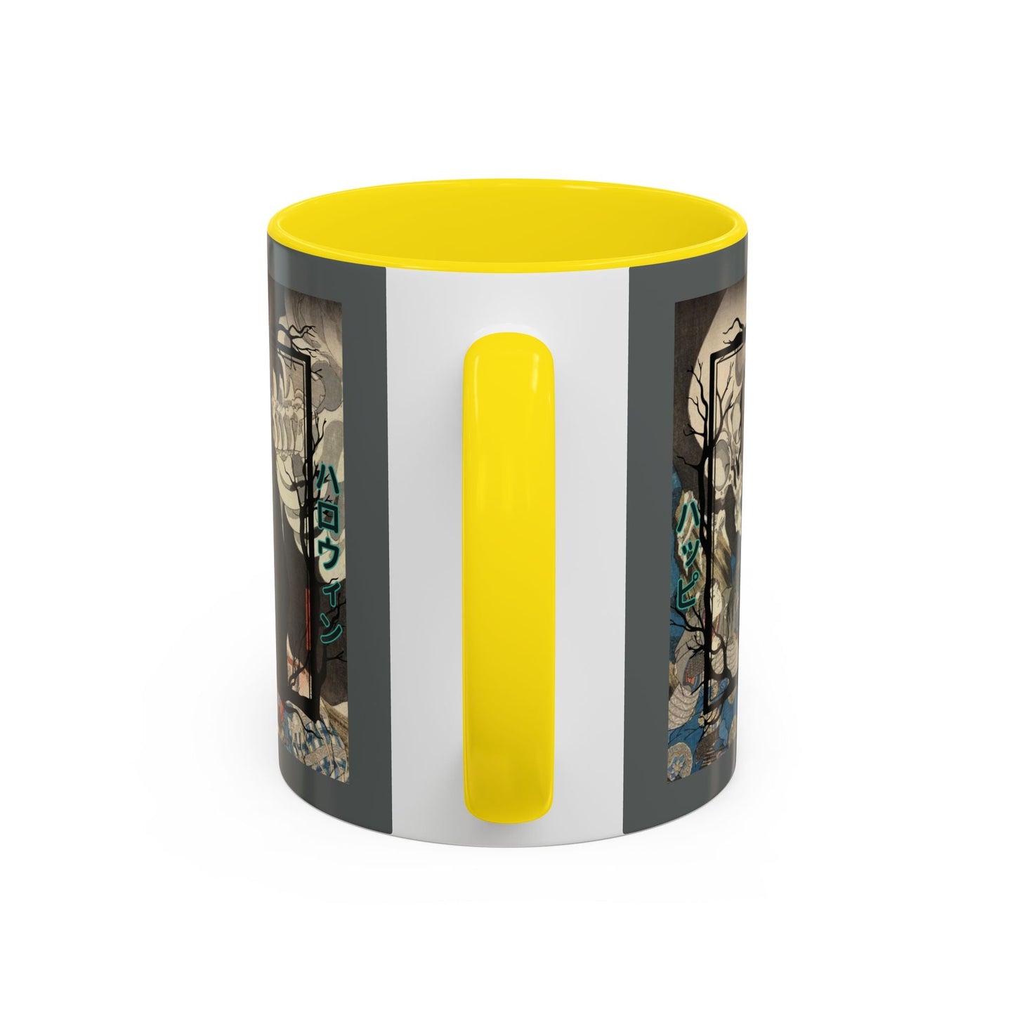 Yōkai Happy Halloween Grey Accent Mug by cypherpunkgear.com – cypherpunkgear.com | Cypherpunk Merch