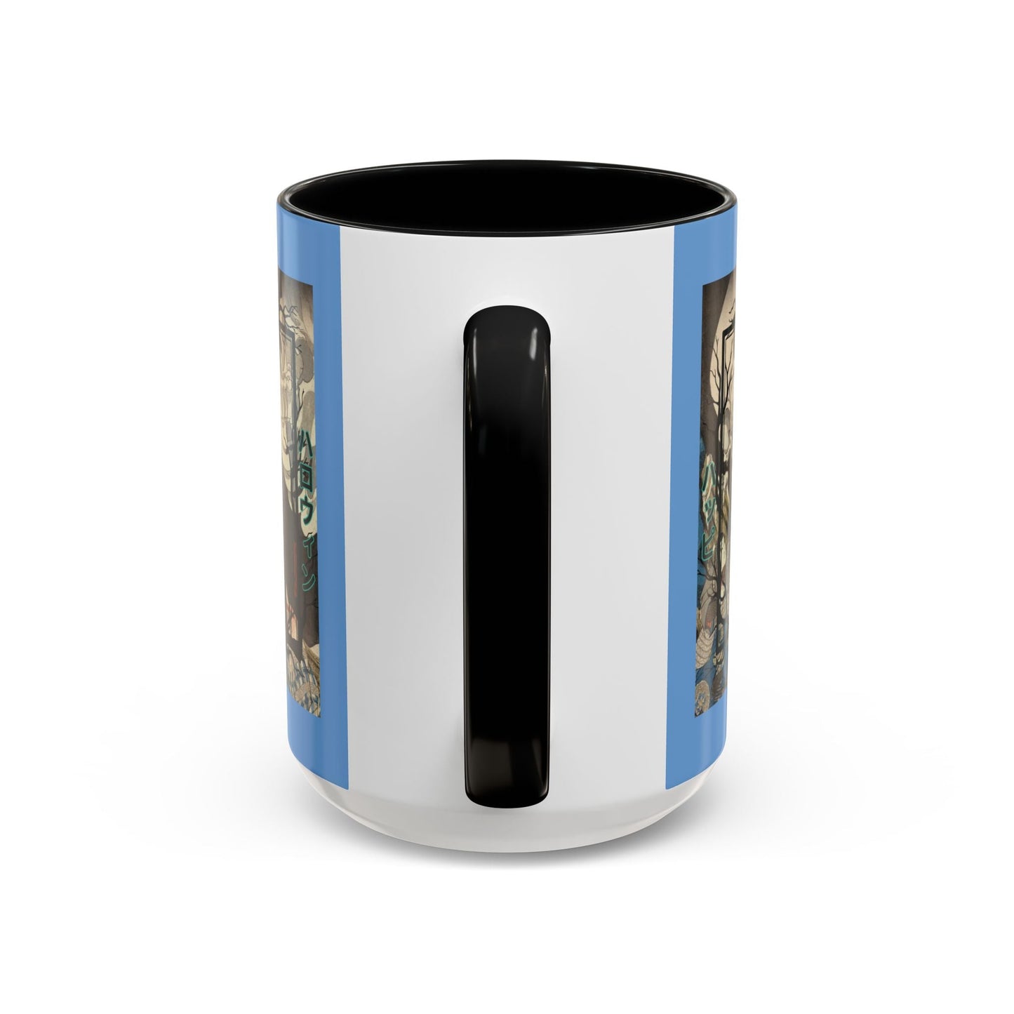 Yōkai Happy Halloween Light Blue Accent Mug by cypherpunkgear.com – cypherpunkgear.com | Cypherpunk Merch