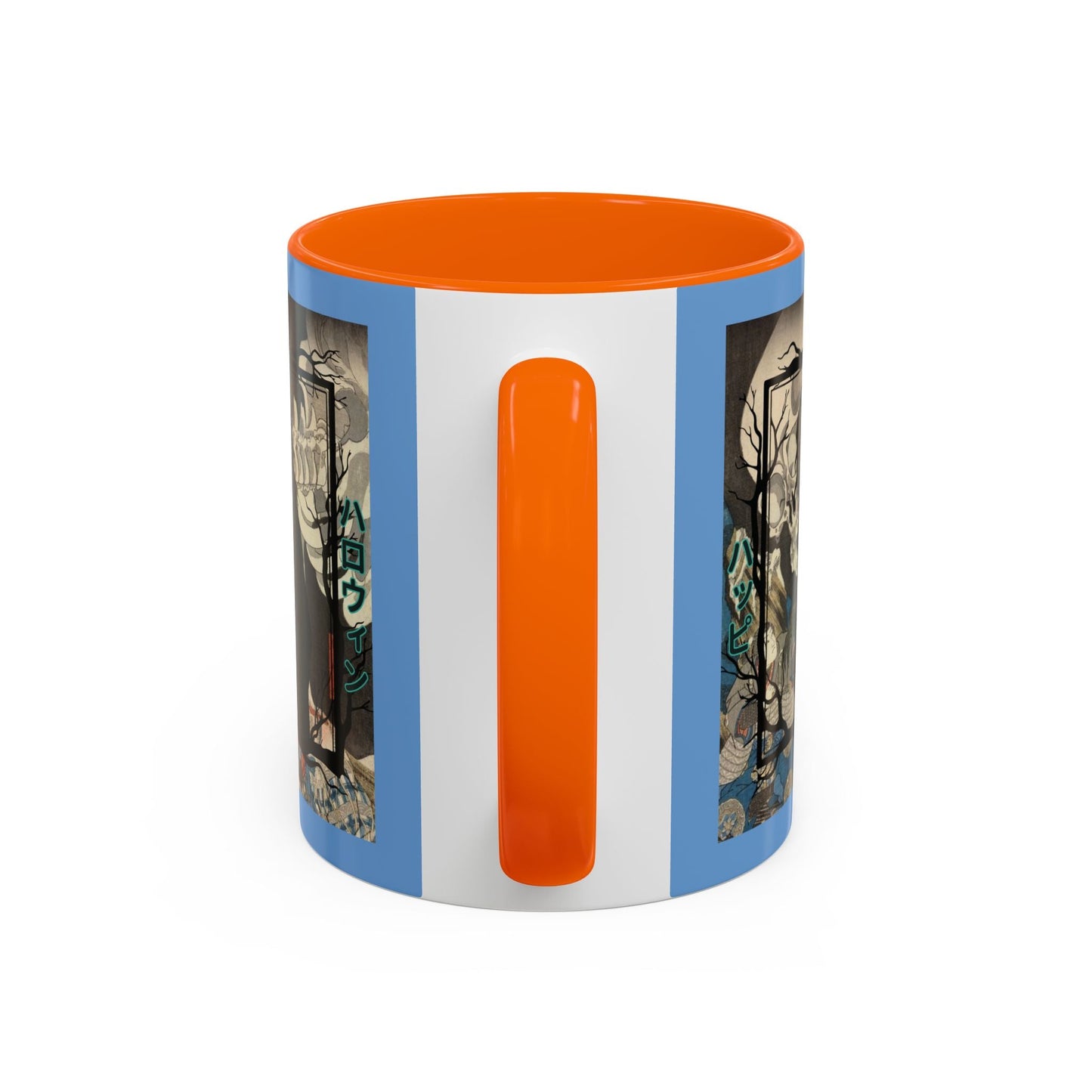 Yōkai Happy Halloween Light Blue Accent Mug by cypherpunkgear.com – cypherpunkgear.com | Cypherpunk Merch