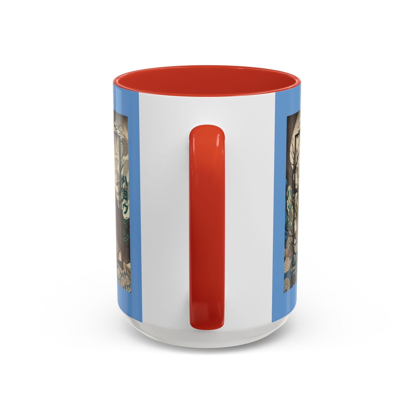 Yōkai Happy Halloween Light Blue Accent Mug by cypherpunkgear.com – cypherpunkgear.com | Cypherpunk Merch
