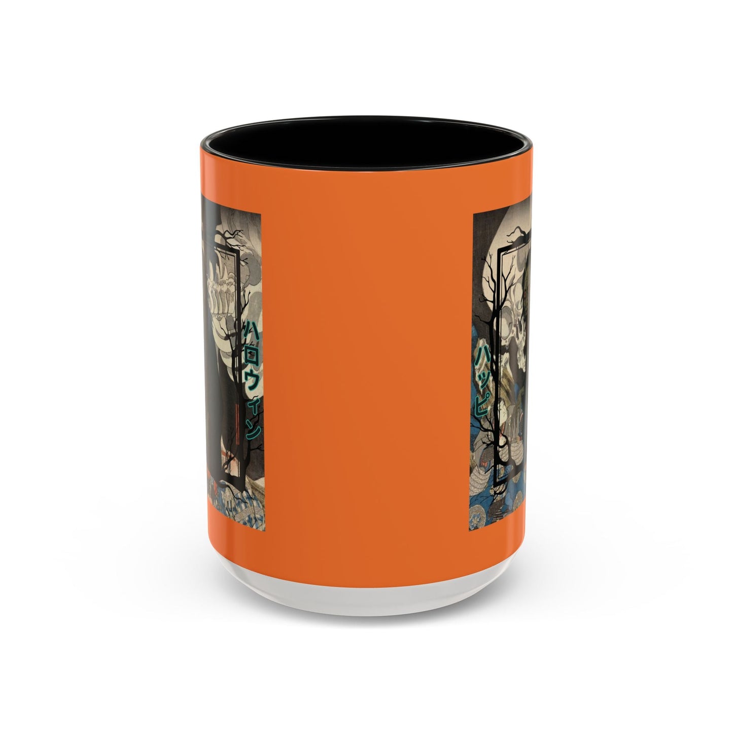 Yōkai Happy Halloween Orange Accent Mug by cypherpunkgear.com – cypherpunkgear.com | Cypherpunk Merch