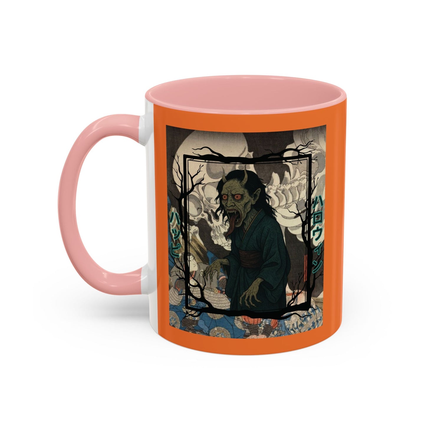 Yōkai Happy Halloween Orange Accent Mug by cypherpunkgear.com – cypherpunkgear.com | Cypherpunk Merch