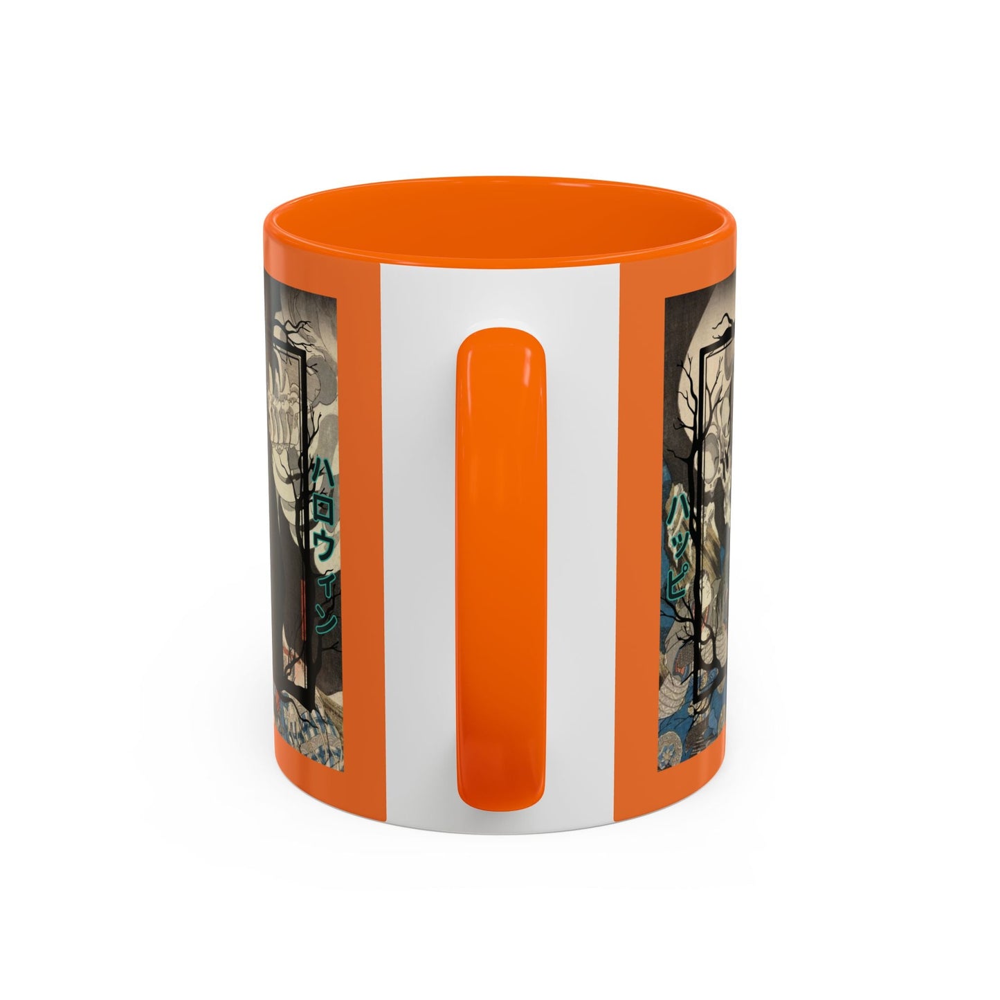Yōkai Happy Halloween Orange Accent Mug by cypherpunkgear.com – cypherpunkgear.com | Cypherpunk Merch