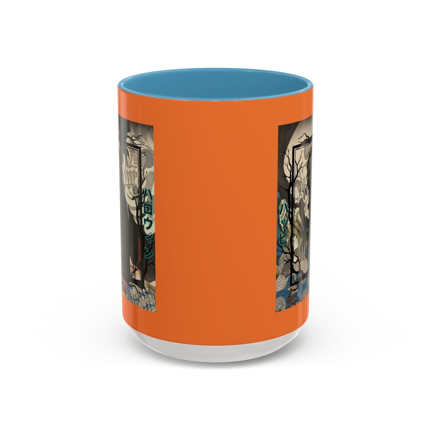 Yōkai Happy Halloween Orange Accent Mug by cypherpunkgear.com – cypherpunkgear.com | Cypherpunk Merch