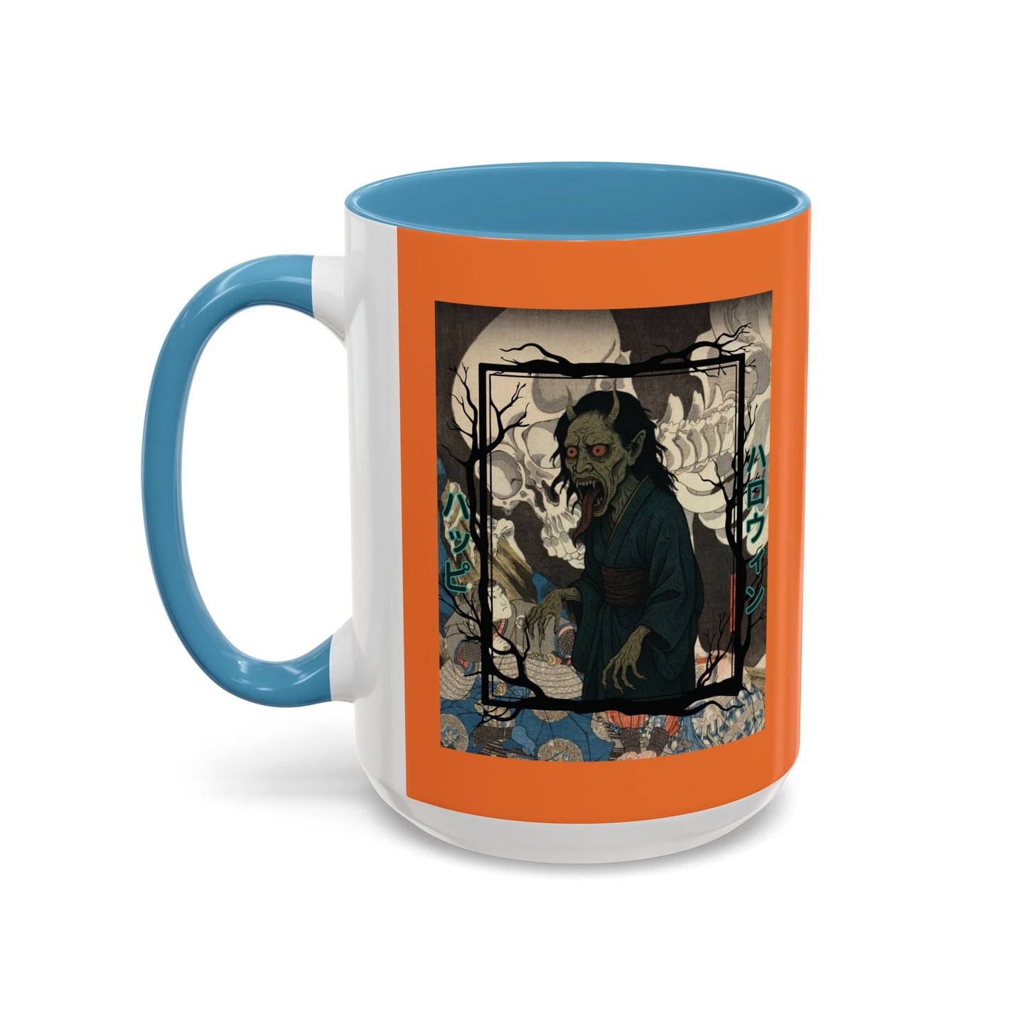 Yōkai Happy Halloween Orange Accent Mug by cypherpunkgear.com – cypherpunkgear.com | Cypherpunk Merch